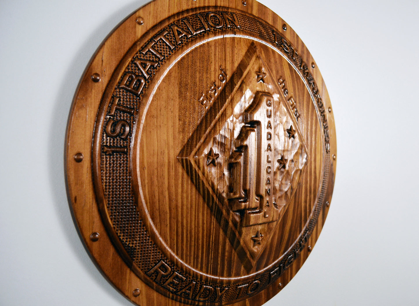 USMC 1st Battalion 1st Marines, 1st of the 1st Marine Corps, 3d wood carving, military plaque - Carved Effects