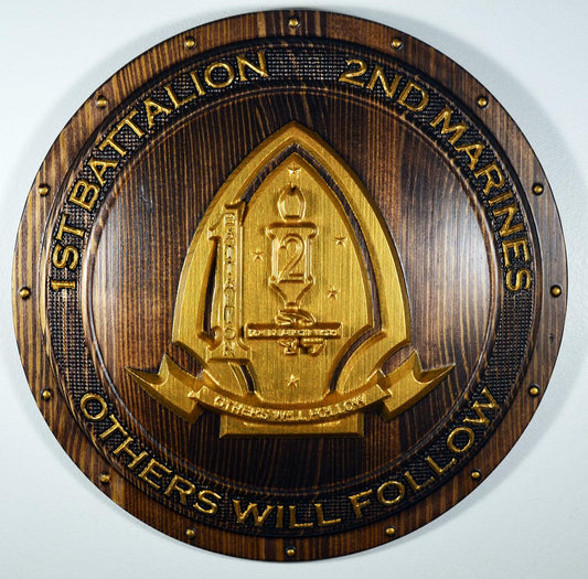 USMC 1st Battalion 2nd Marine 12-inch Java Gold Unit Plaque