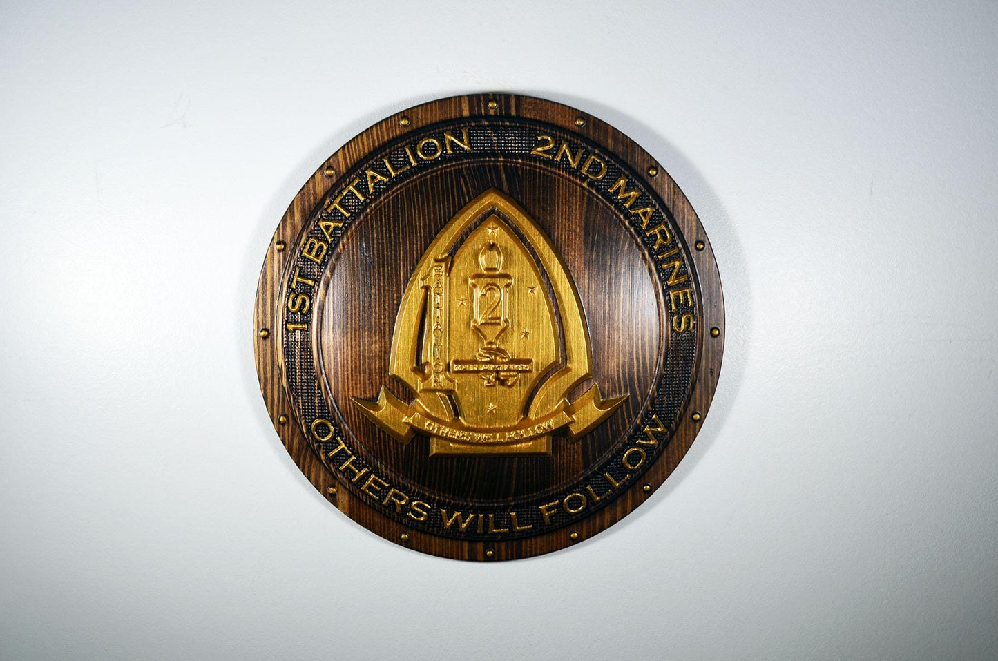 USMC 1st Battalion 2nd Marine 12-inch Java Gold Unit Plaque