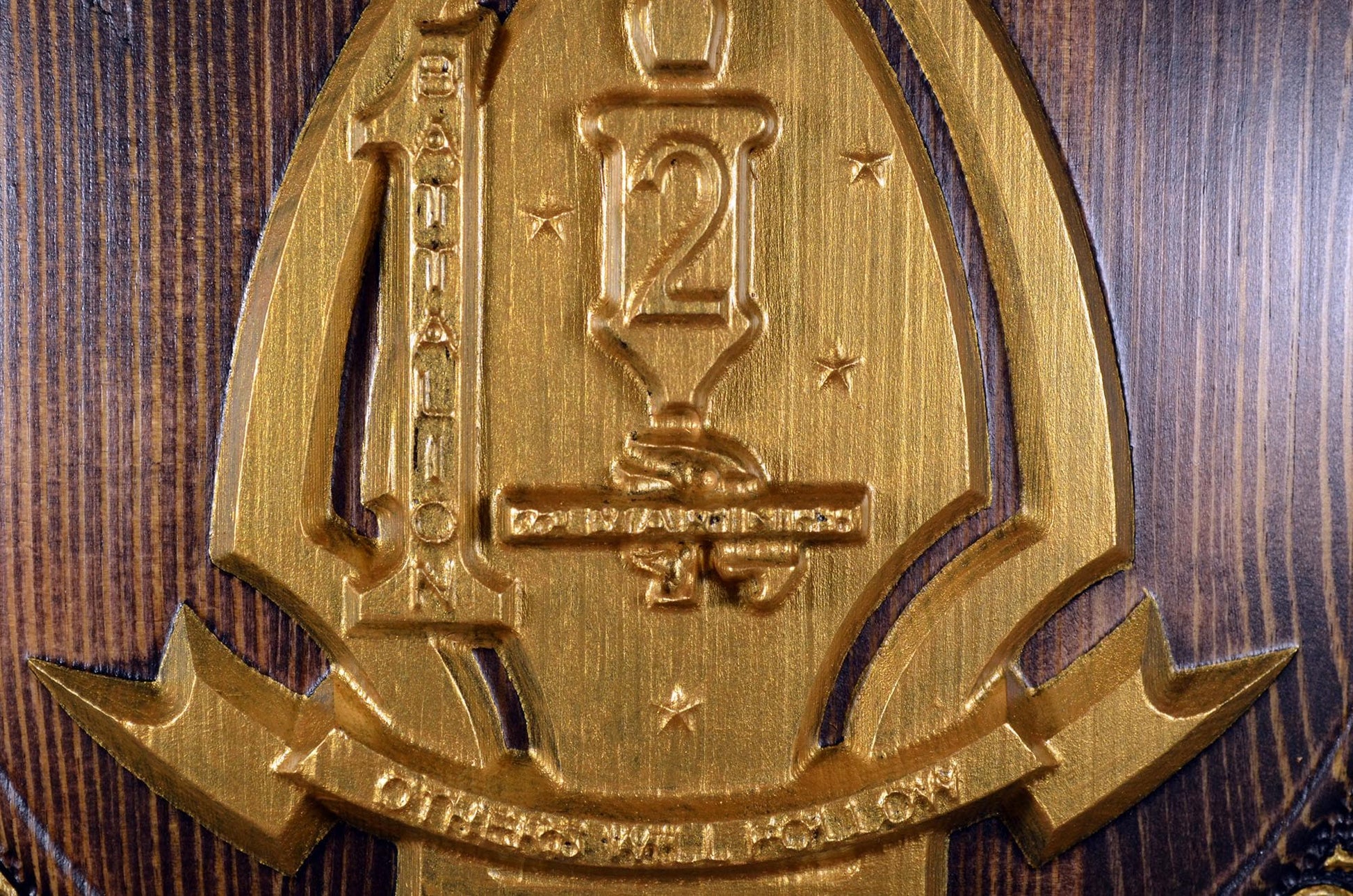 USMC 1st Battalion 2nd Marine 12-inch Java Gold Unit Plaque
