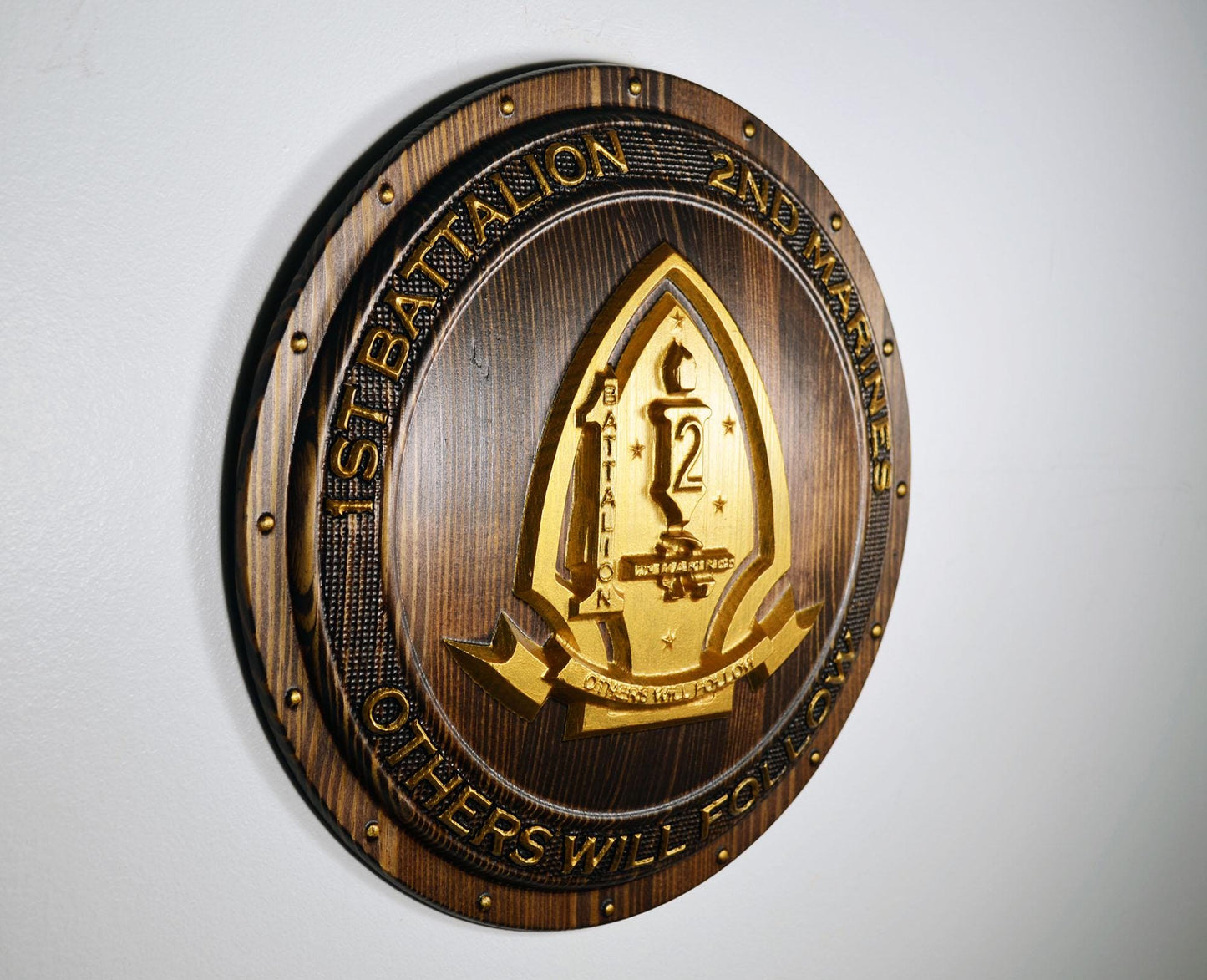 USMC 1st Battalion 2nd Marine 12-inch Java Gold Unit Plaque