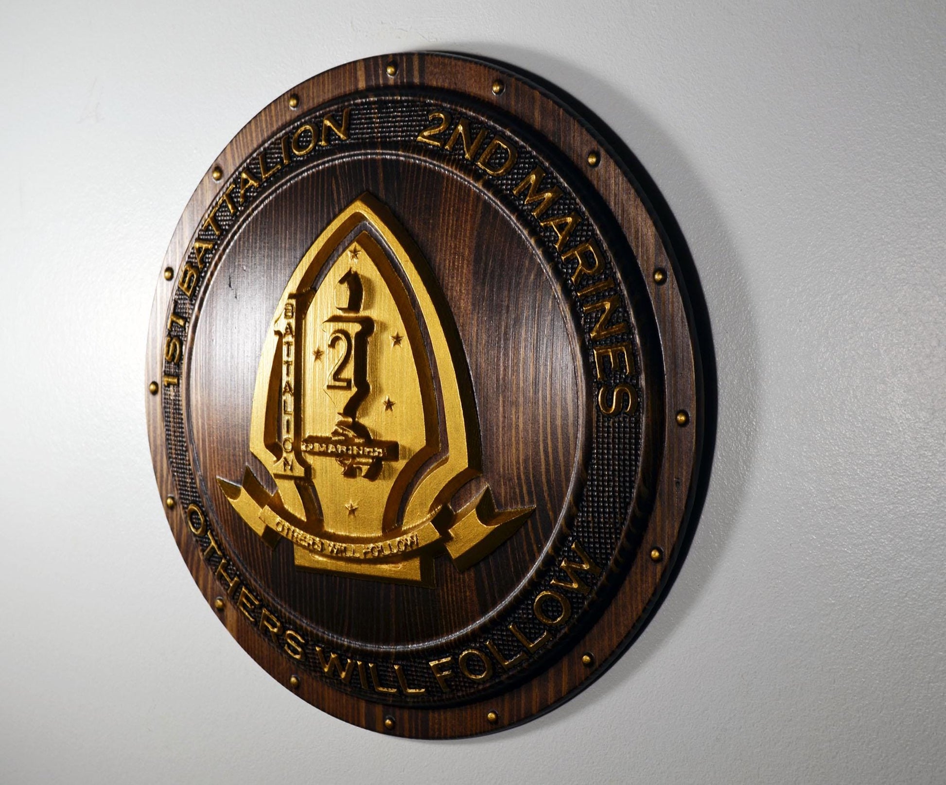 USMC 1st Battalion 2nd Marine 12-inch Java Gold Unit Plaque