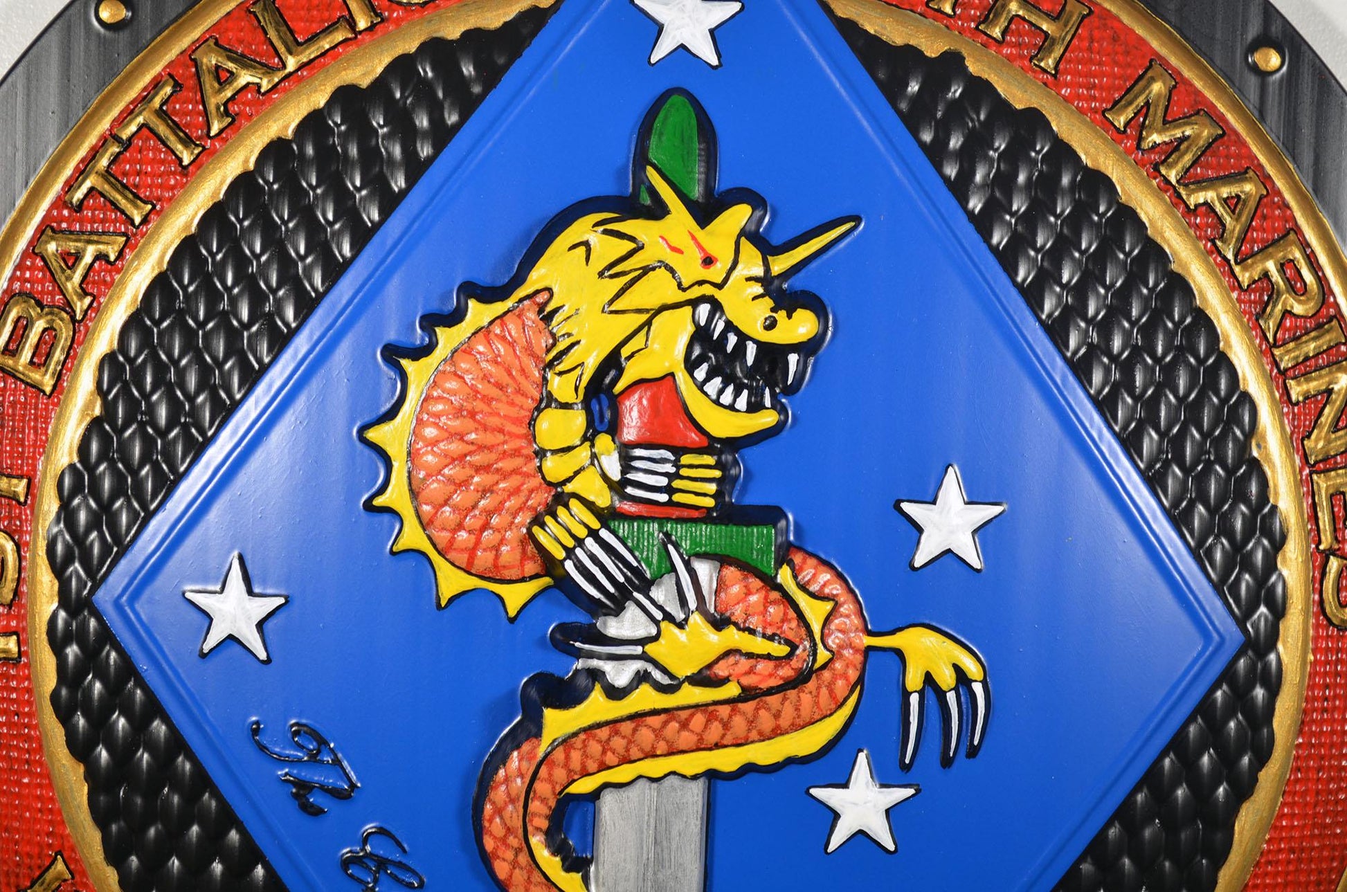 USMC 1st Battalion 4th Marine Painted Unit Plaque