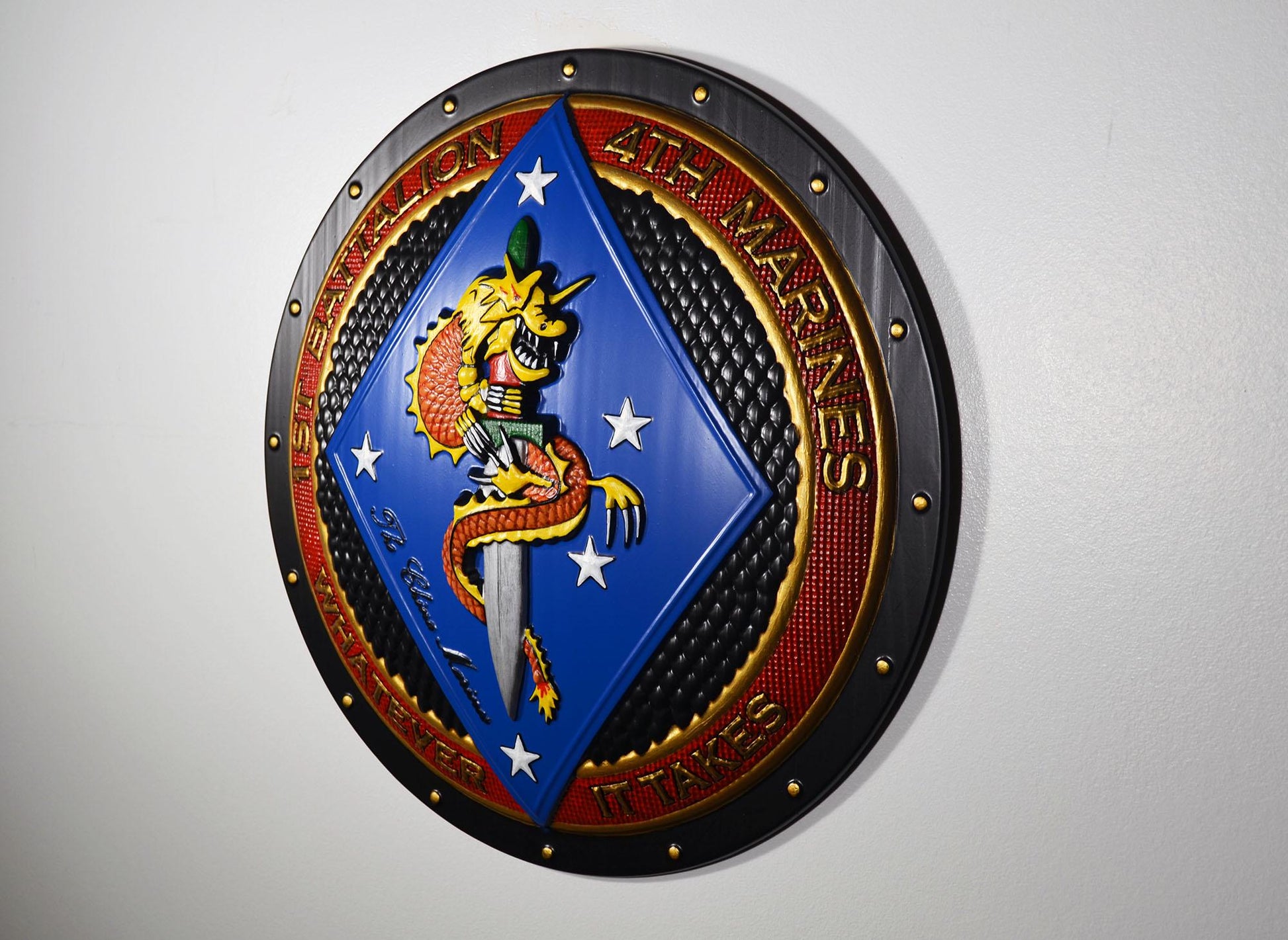 USMC 1st Battalion 4th Marine Painted Unit Plaque