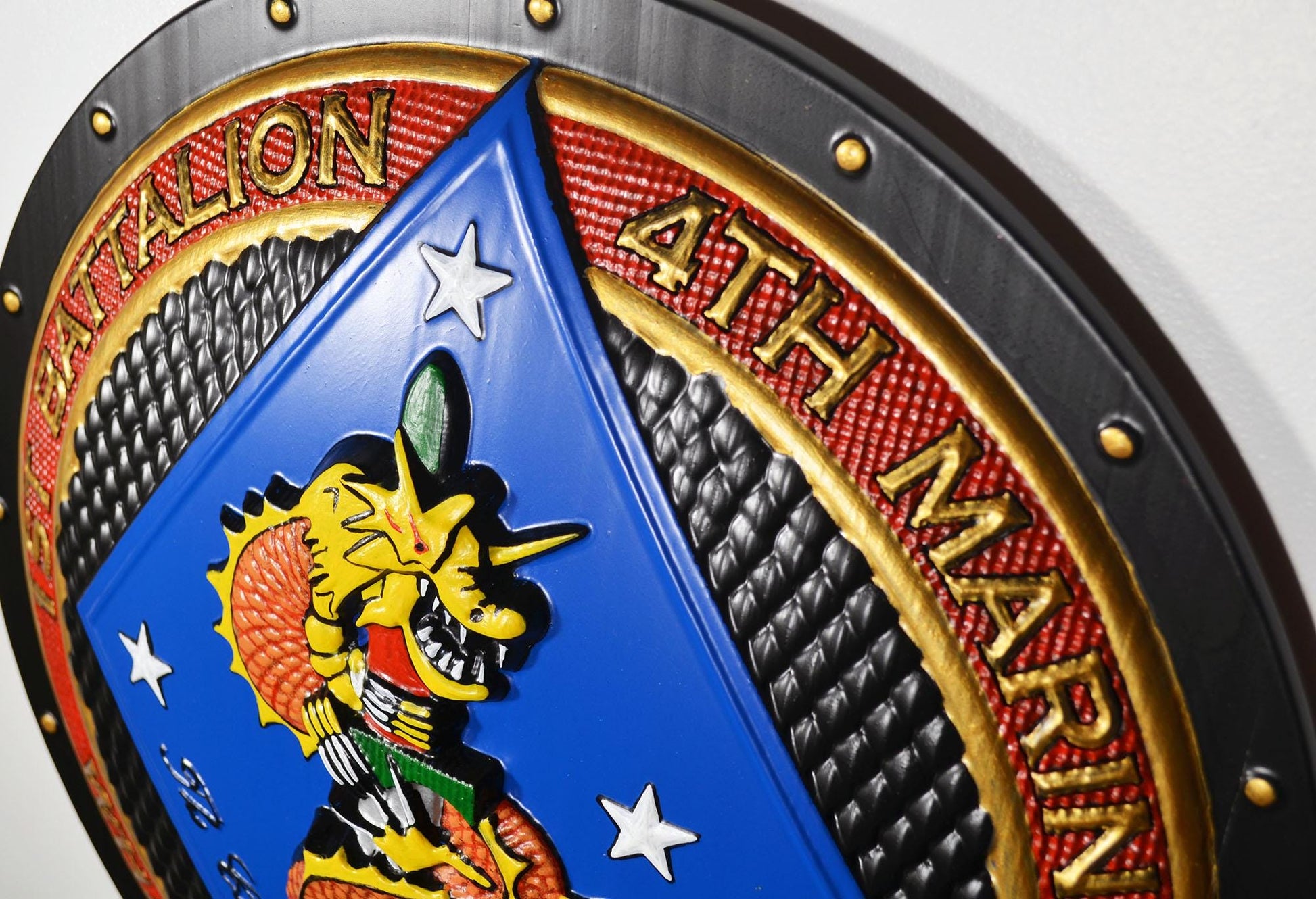 USMC 1st Battalion 4th Marine Painted Unit Plaque