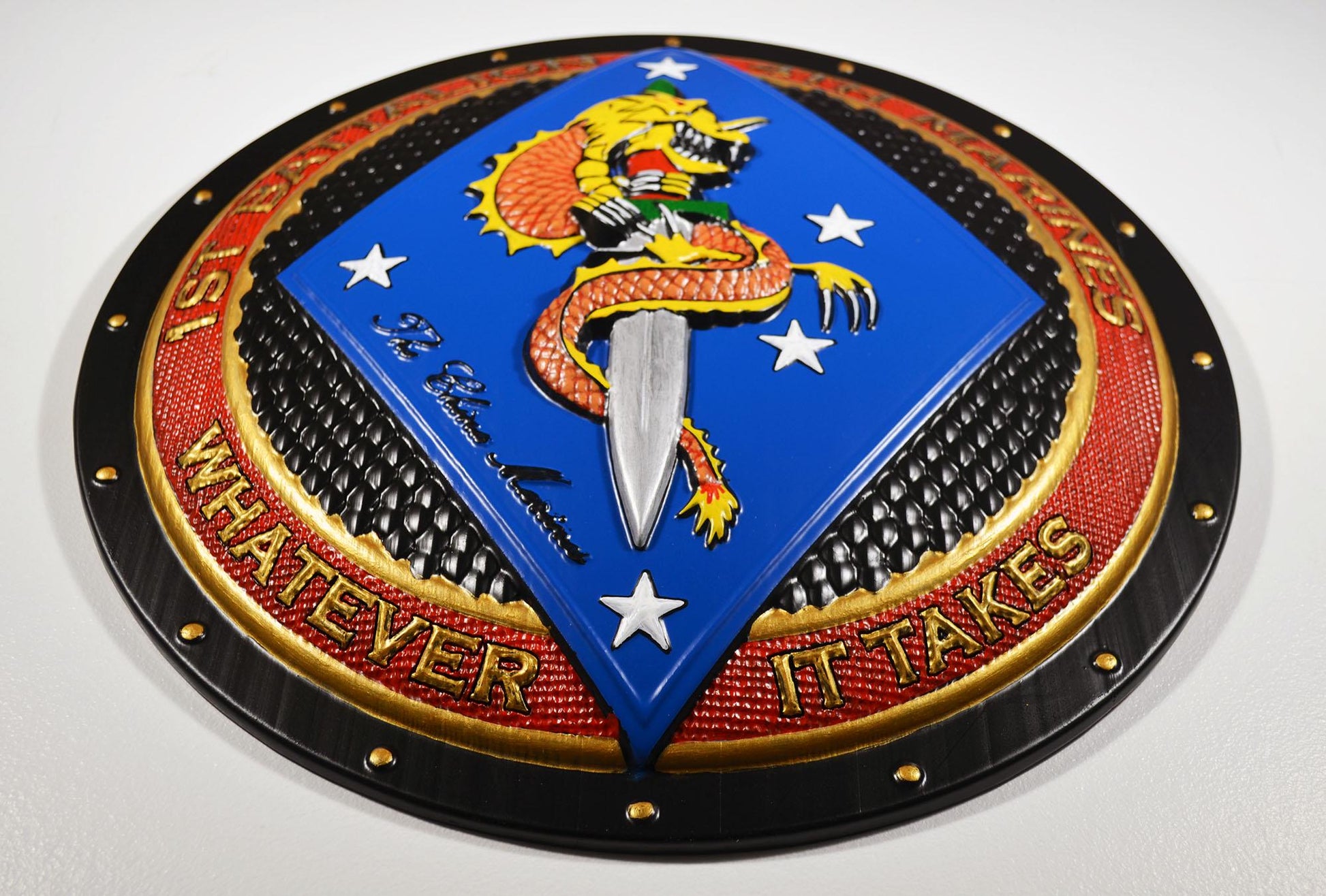 USMC 1st Battalion 4th Marine Painted Unit Plaque