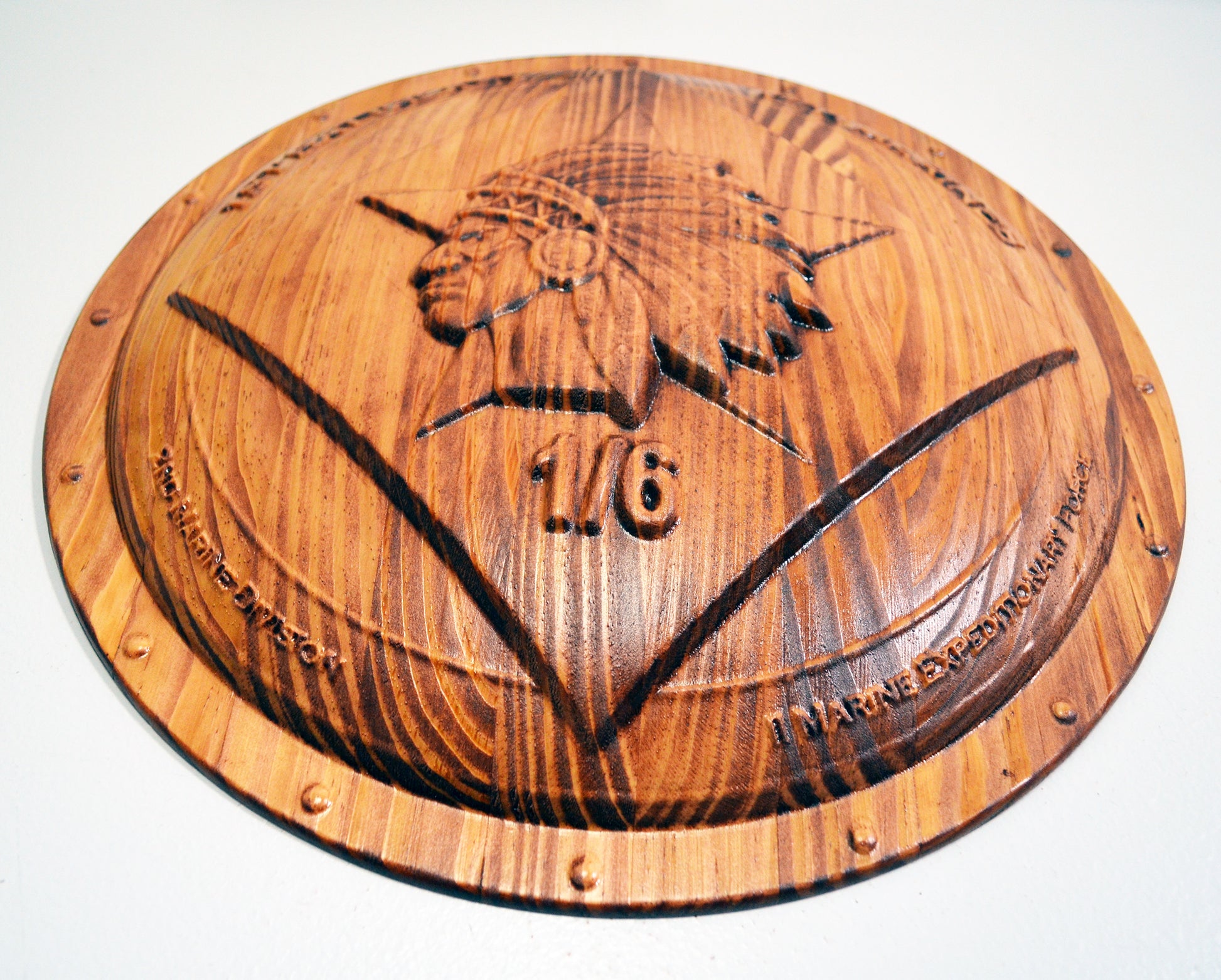 USMC 1st Battalion 6th Marines, USMC 1/6 Hard 3d wood carving, military plaque - Carved Effects