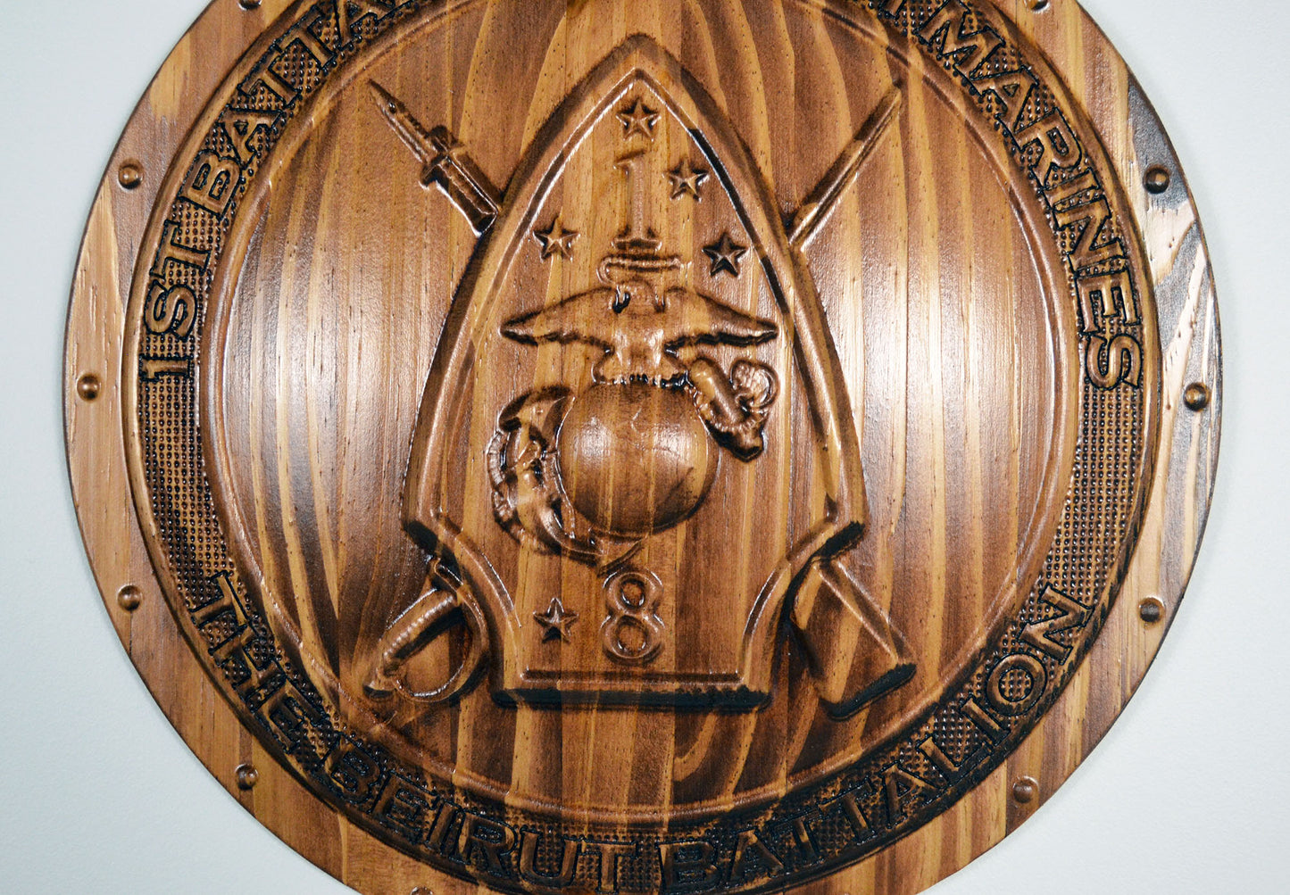 USMC 1st Battalion, 8th Marines, Unit Emblem, US Marine Corps, military plaque - Carved Effects
