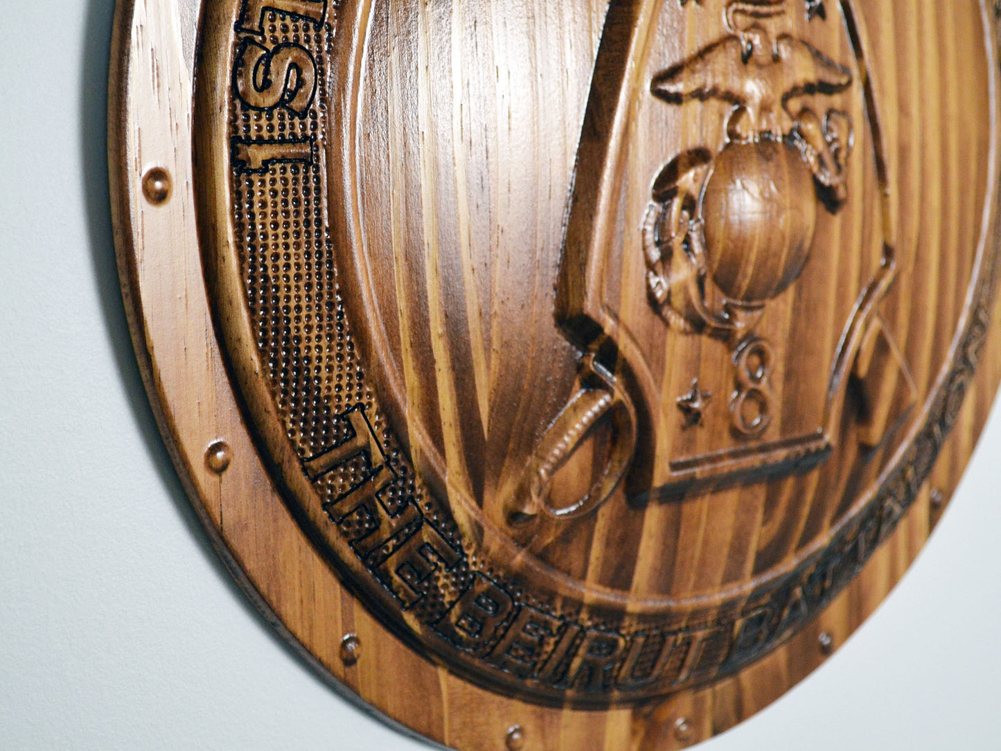 USMC 1st Battalion, 8th Marines, Unit Emblem, US Marine Corps, military plaque - Carved Effects