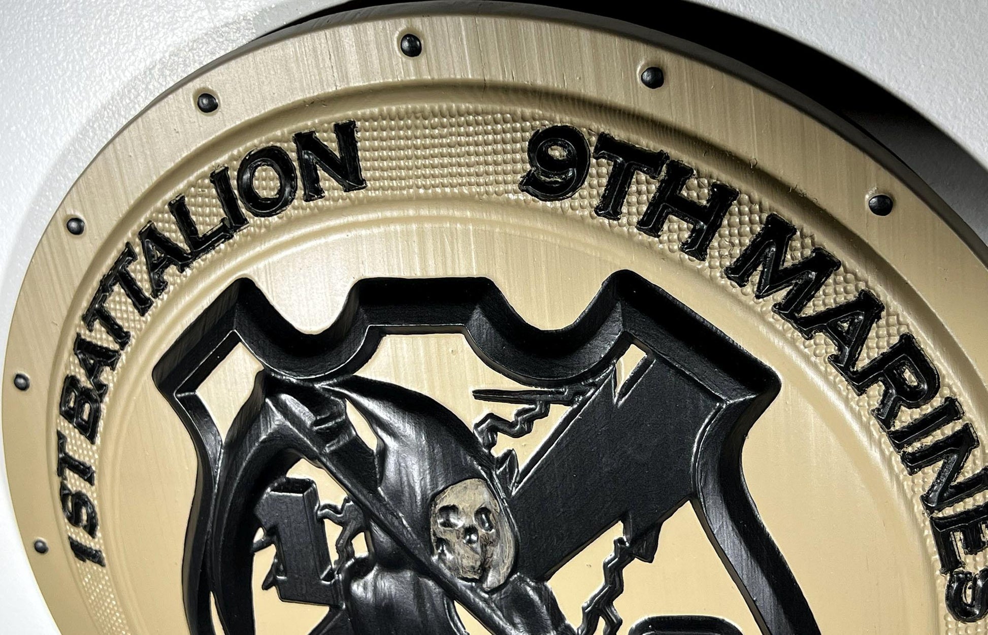 USMC 1st Battalion 9th Marines 12" Shield Black Sand Unit Plaque