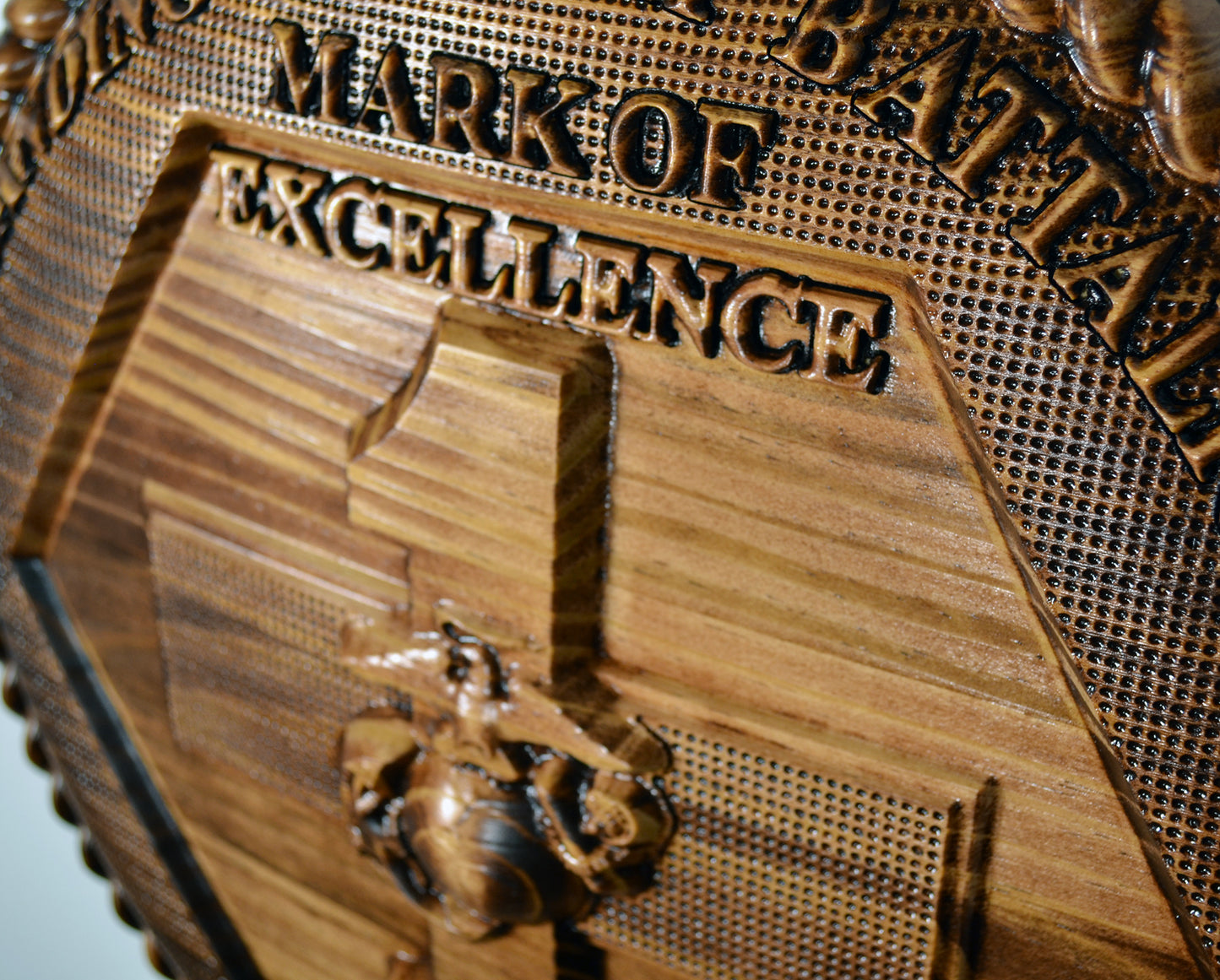 USMC 1st Landing Support Battalion, Red Patchers, 3d wood carving, military plaque - Carved Effects