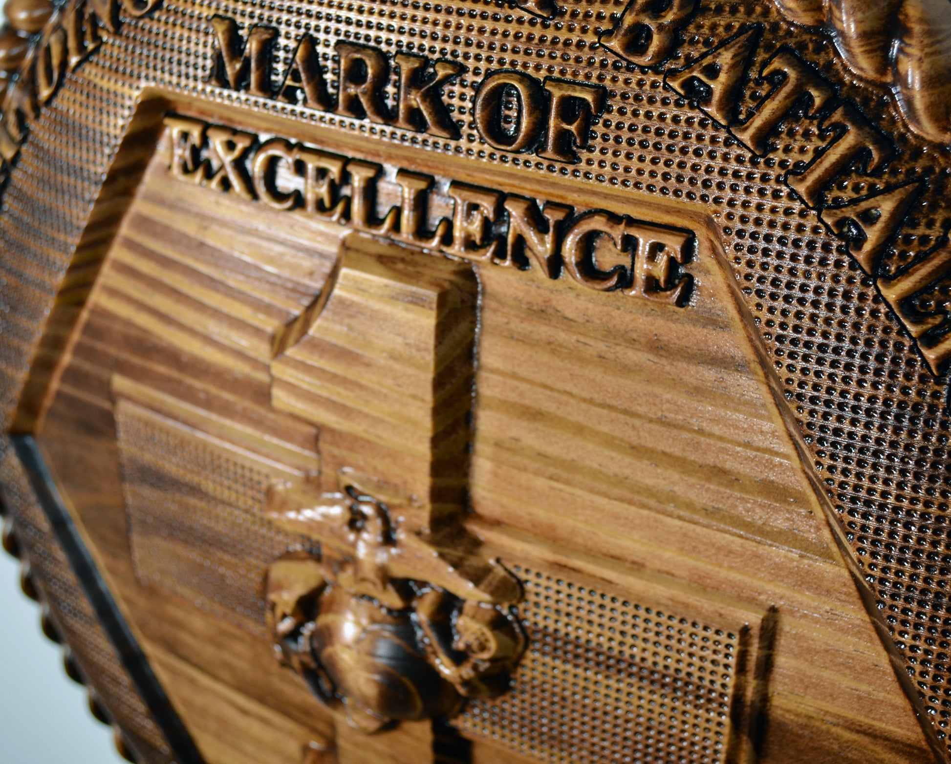 USMC 1st Landing Support Battalion, Red Patchers, 3d wood carving, military plaque - Carved Effects