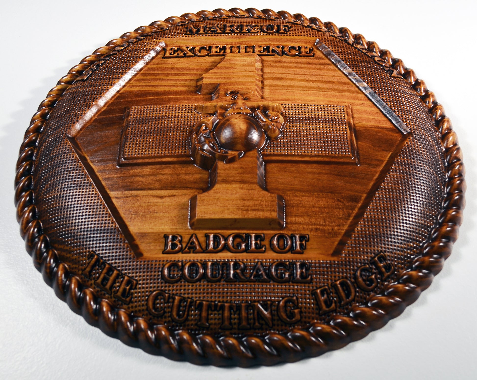 USMC 1st Landing Support Battalion, Red Patchers, 3d wood carving, military plaque - Carved Effects