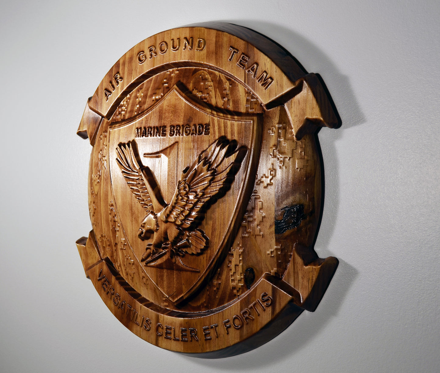 USMC 1st Marine Expeditionary Brigade (1st MEB), CNC 3d wood carving, military plaque - Carved Effects