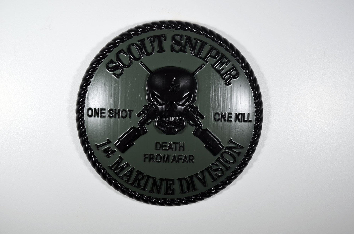 USMC 1st Marine Scout Sniper 12-inch Black and Green Unit Plaque