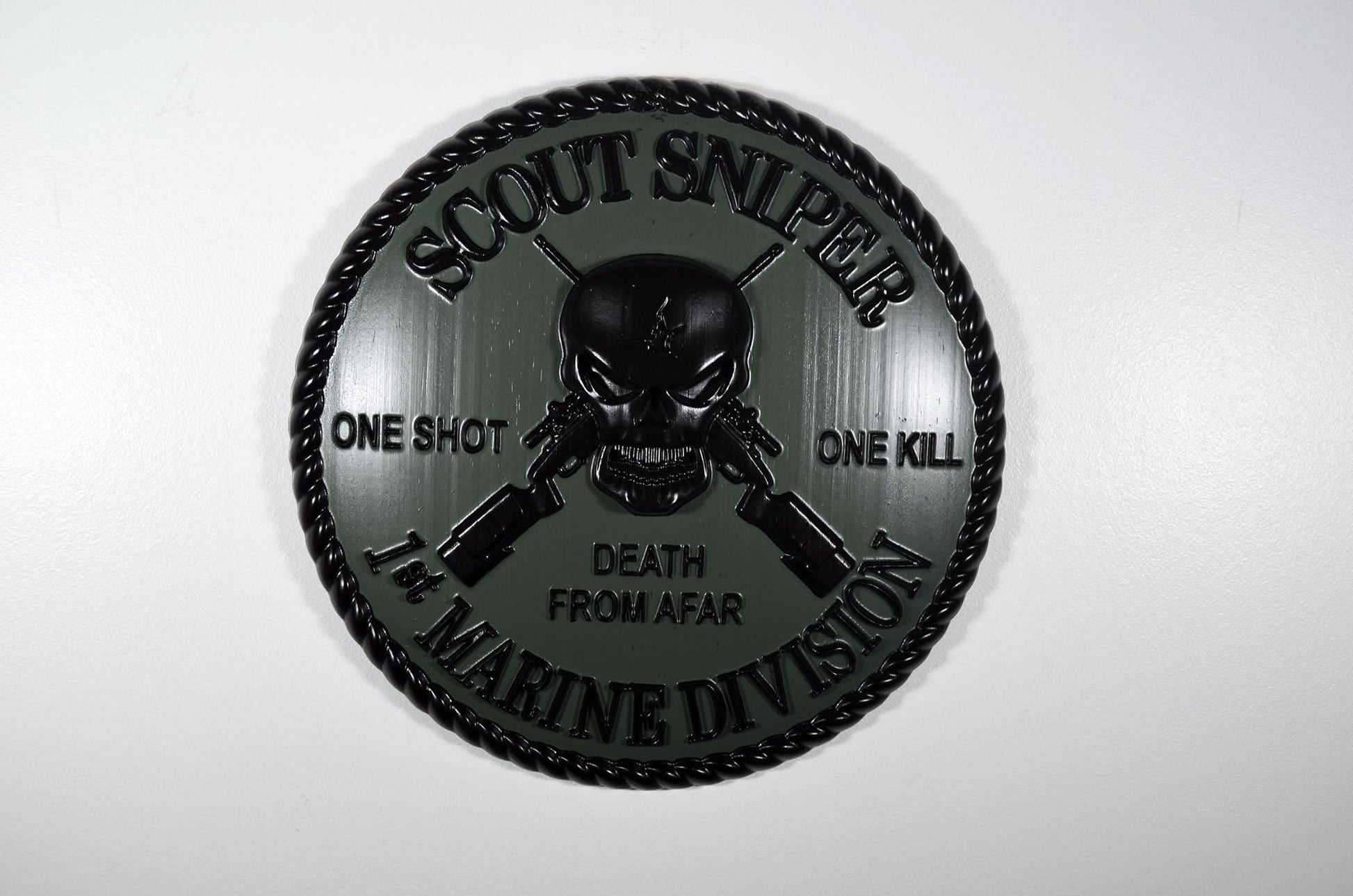USMC 1st Marine Scout Sniper 12-inch Black and Green Unit Plaque