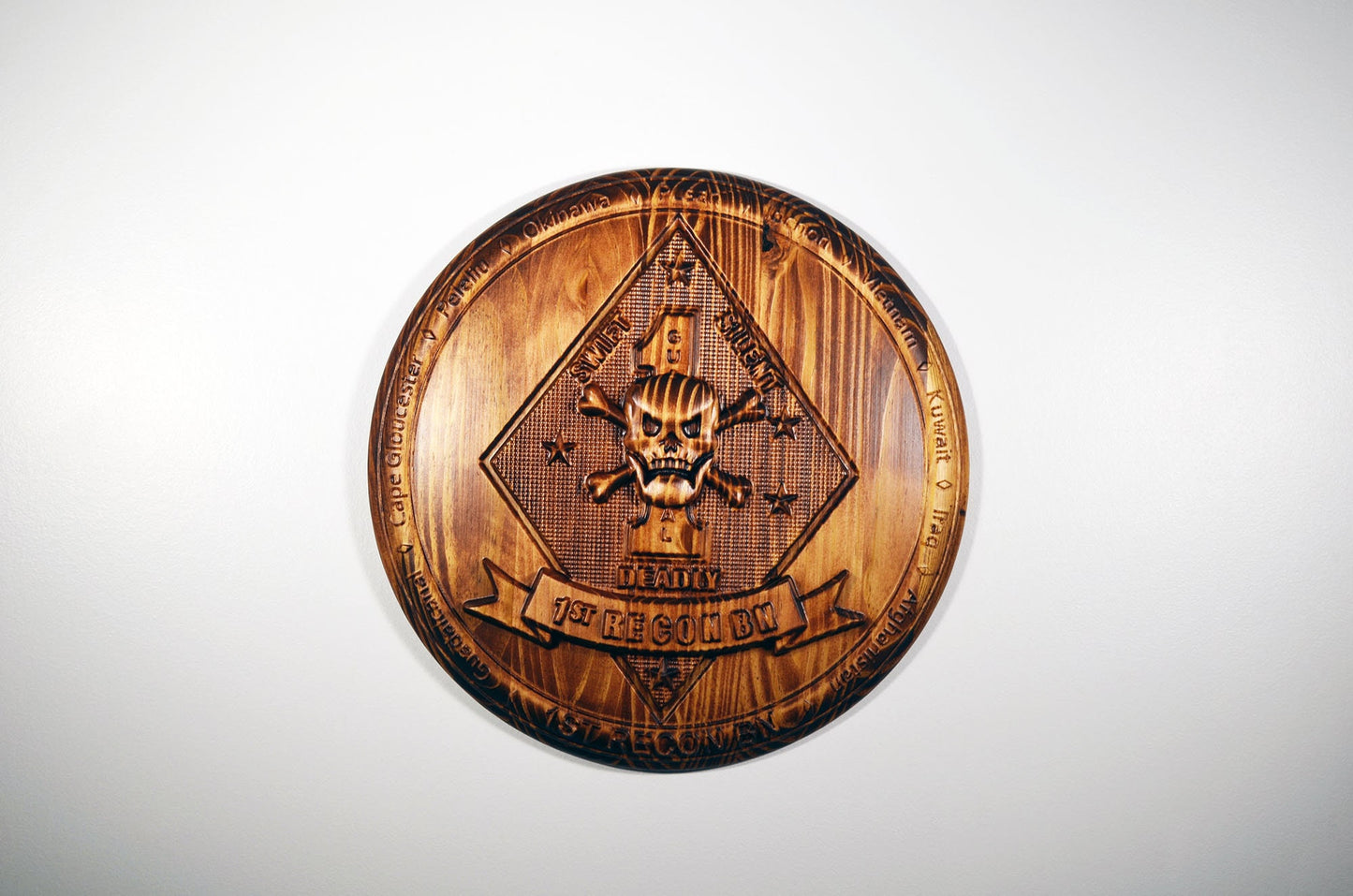 USMC 1st Reconnaissance Battalion, Marine Corps Special Forces, CNC 3d wood carving, military plaque