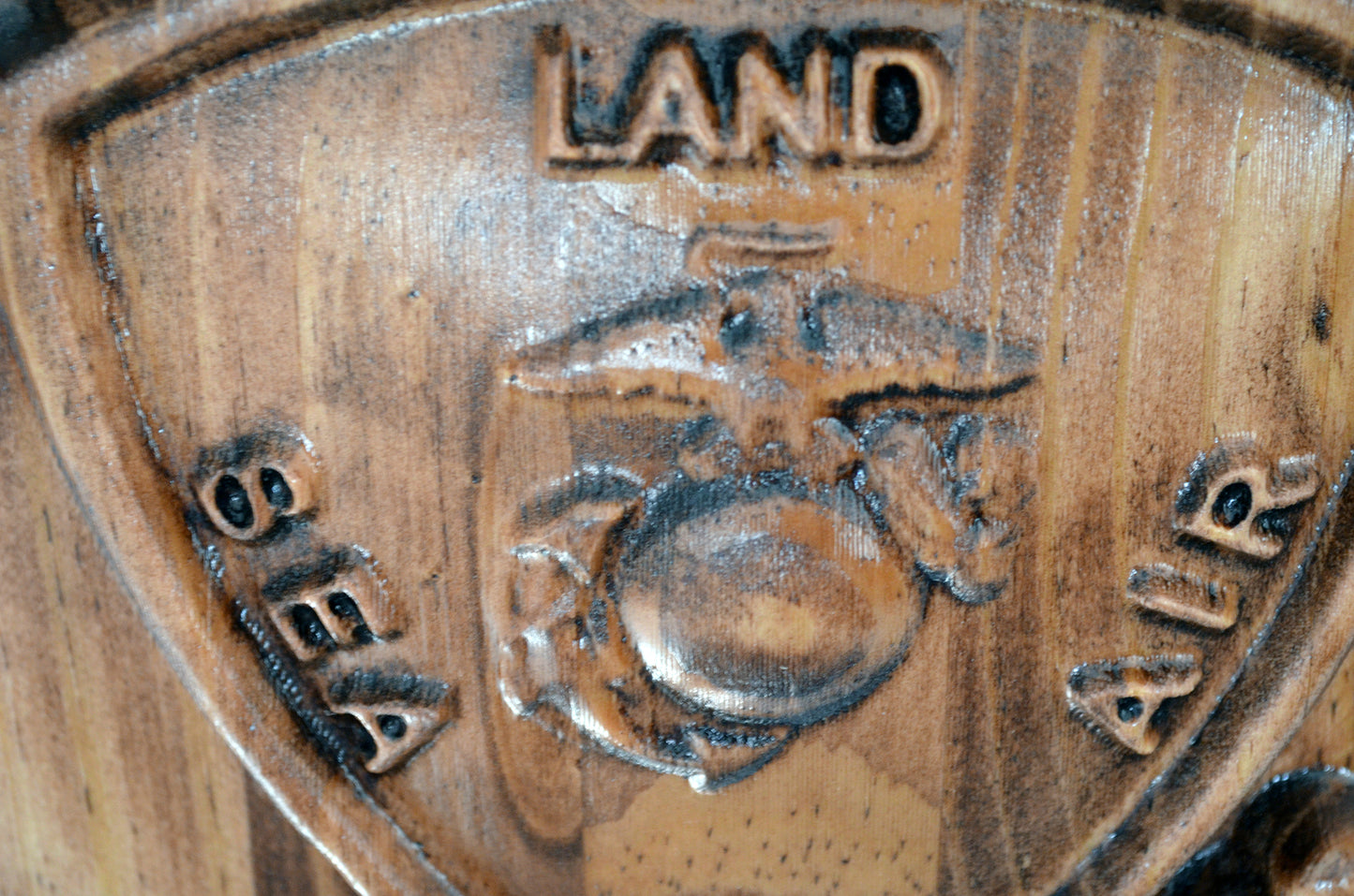 USMC 22nd Marine Expeditionary Unit, stained 3d wood carving, military plaque - Carved Effects