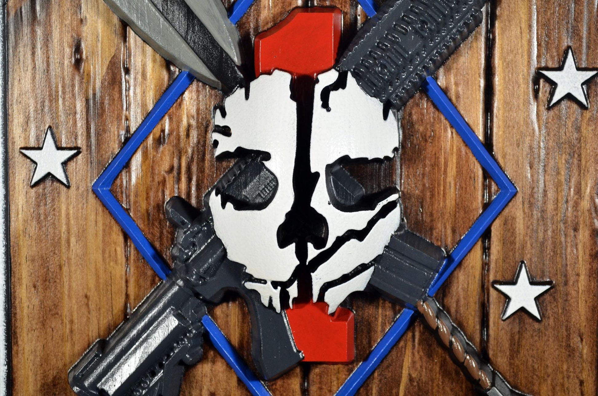USMC 2nd Battalion 1st Marine Ghost Company, painted wood carving military plaque