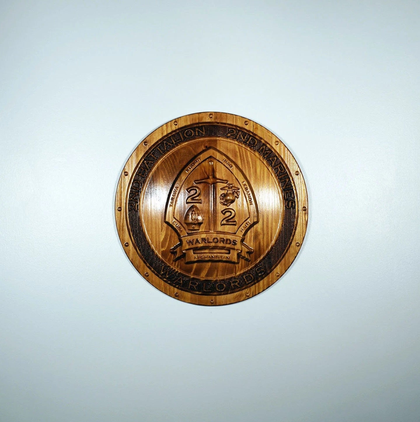USMC 2nd Battalion 2nd Marines, Warlords, Marine Corps, 3d wood carving, military plaque - Carved Effects