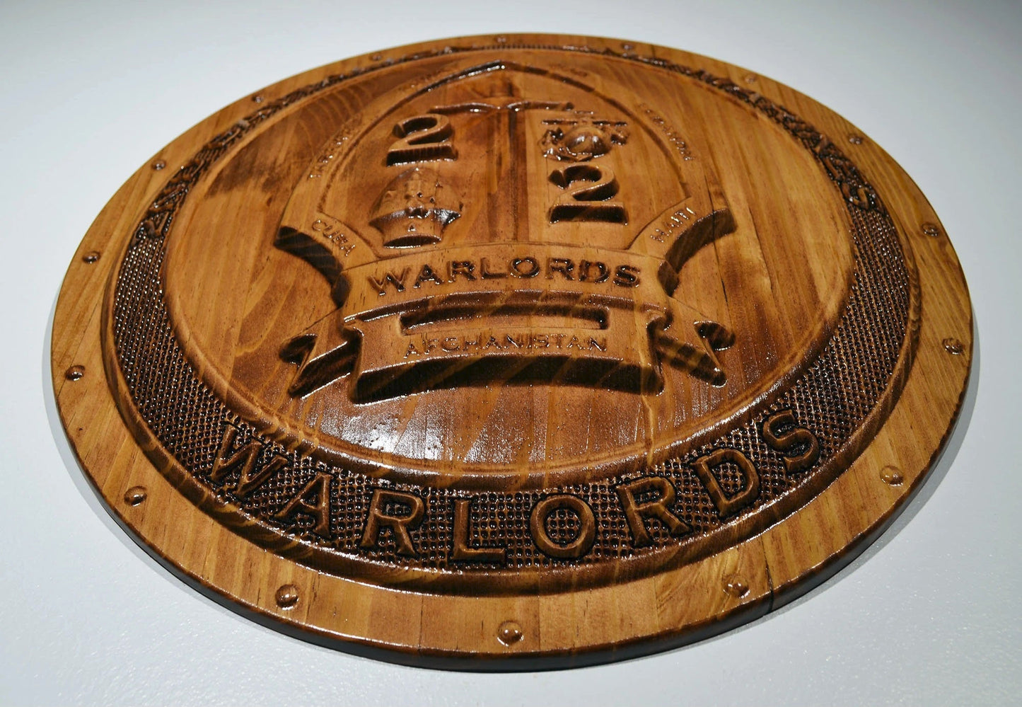USMC 2nd Battalion 2nd Marines, Warlords, Marine Corps, 3d wood carving, military plaque - Carved Effects