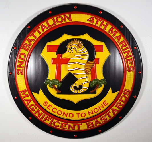 USMC 2nd Battalion 4th Marines Painted Military Plaque