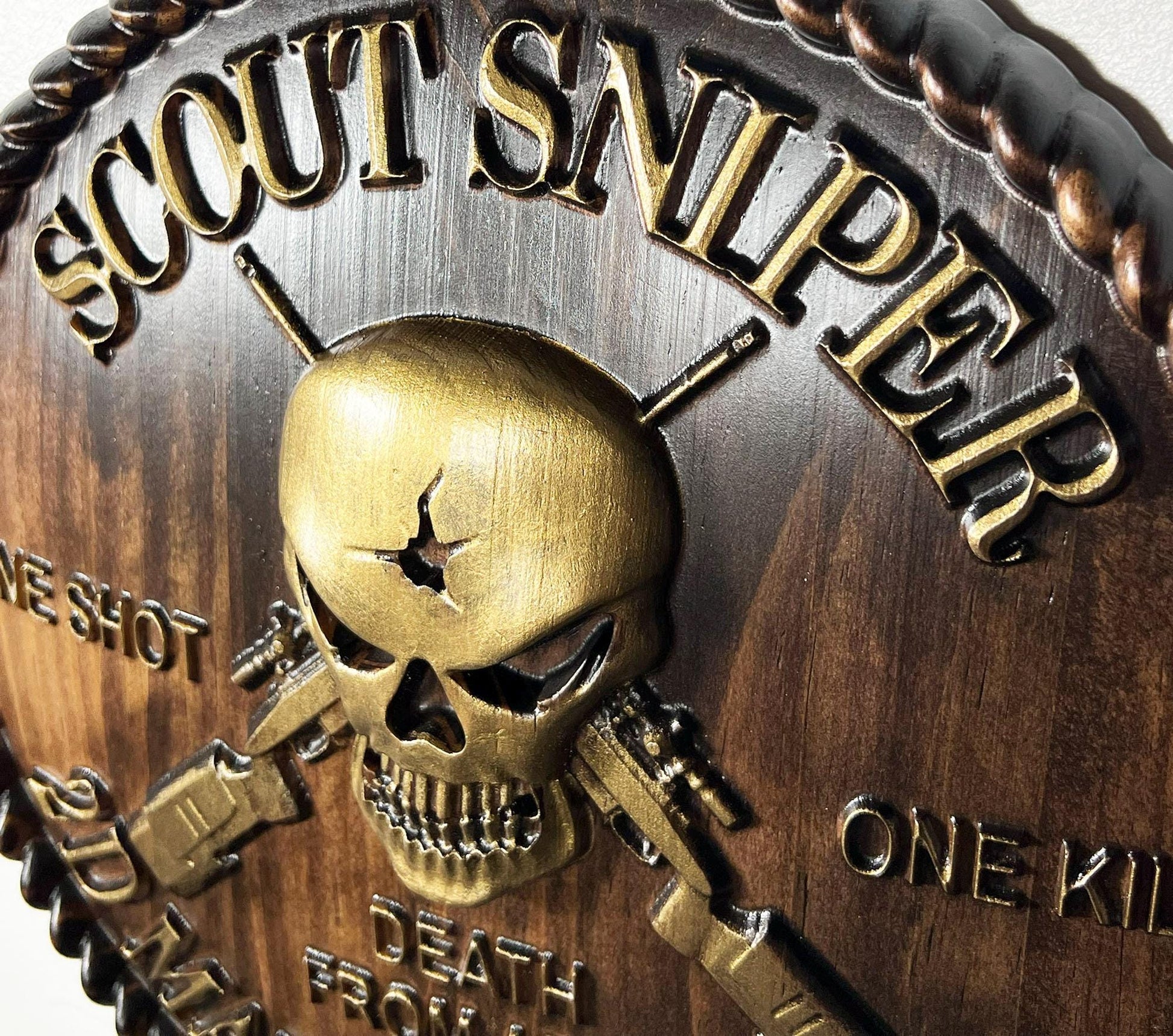 USMC 2nd Marine Scout Sniper 12 inch Brass and Black Unit Plaque