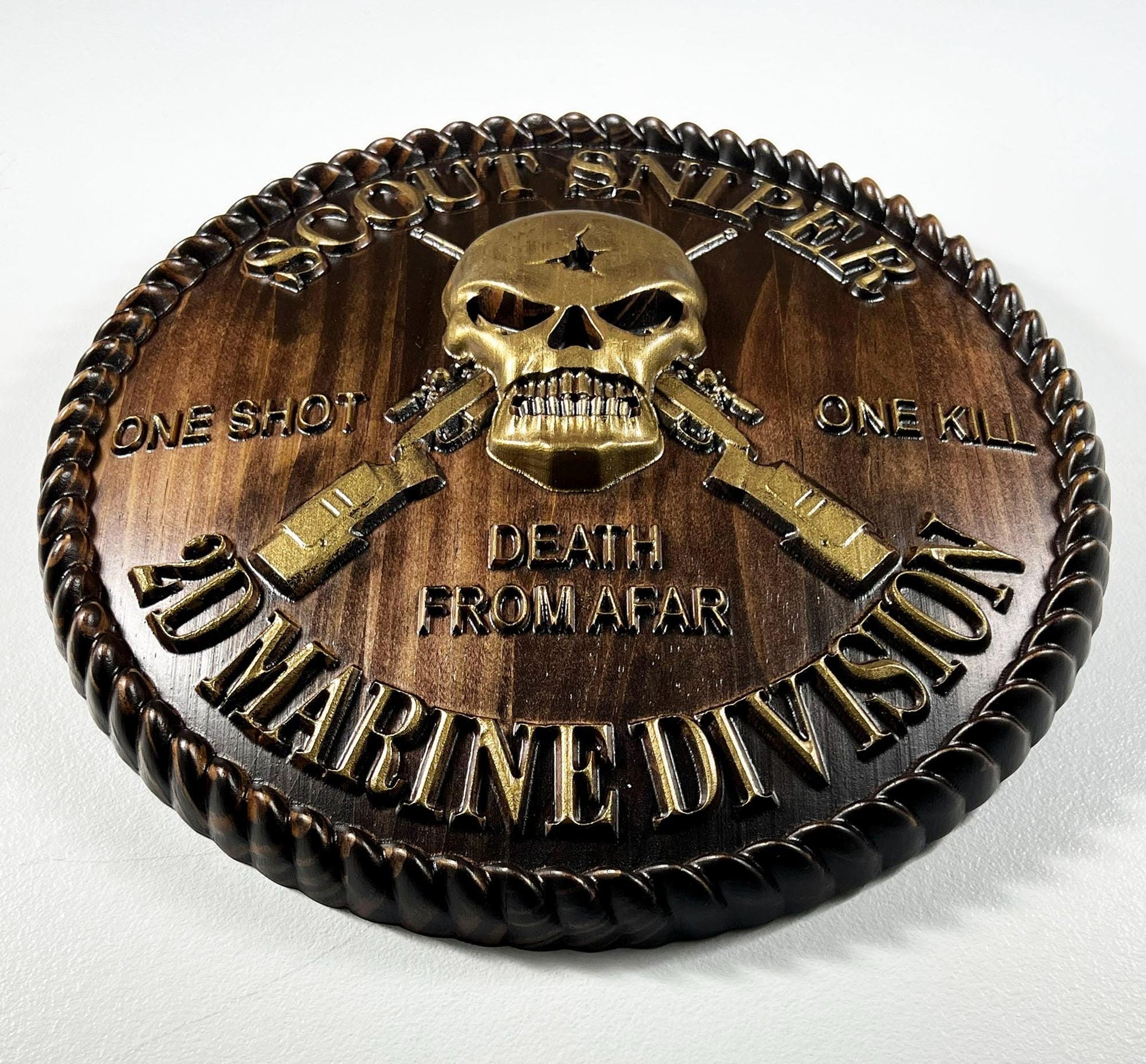USMC 2nd Marine Scout Sniper 12 inch Brass and Black Unit Plaque