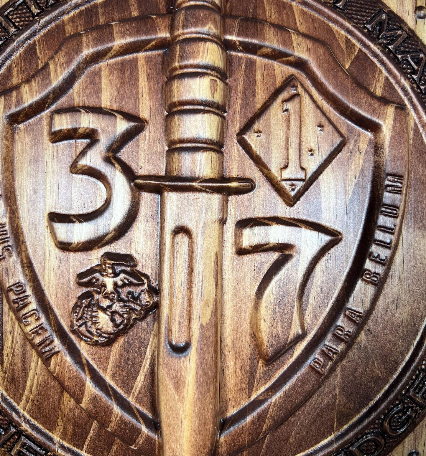 USMC 3rd 7th Marines Logo 12" stained Military Plaque