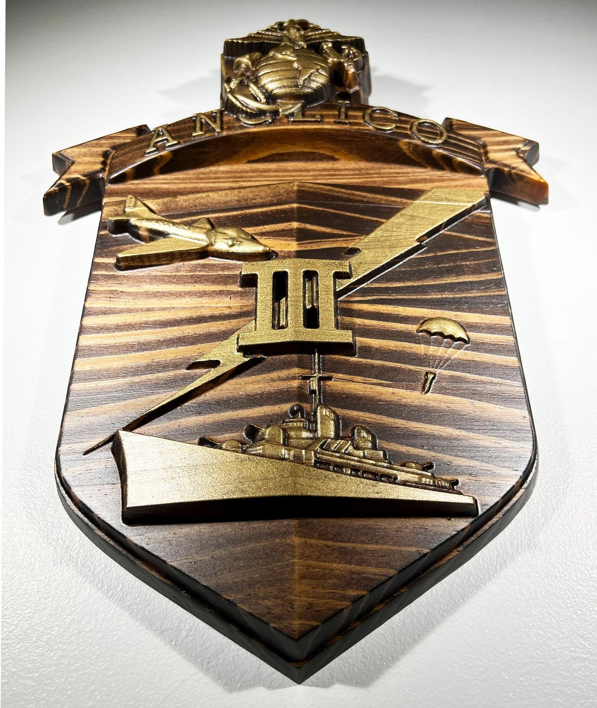 USMC 3rd Anglico, 12" Java Brass military unit plaque