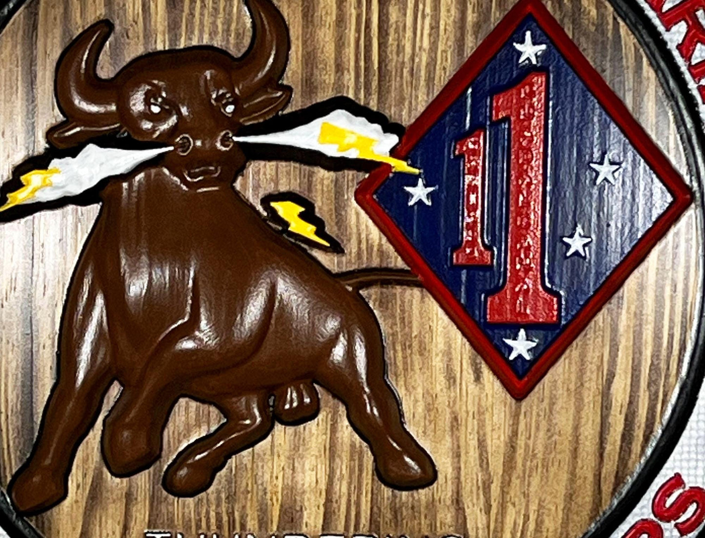 USMC 3rd Battalion 1st Marines, Thundering Third, Marine Corps, 3d wood carving, military plaque