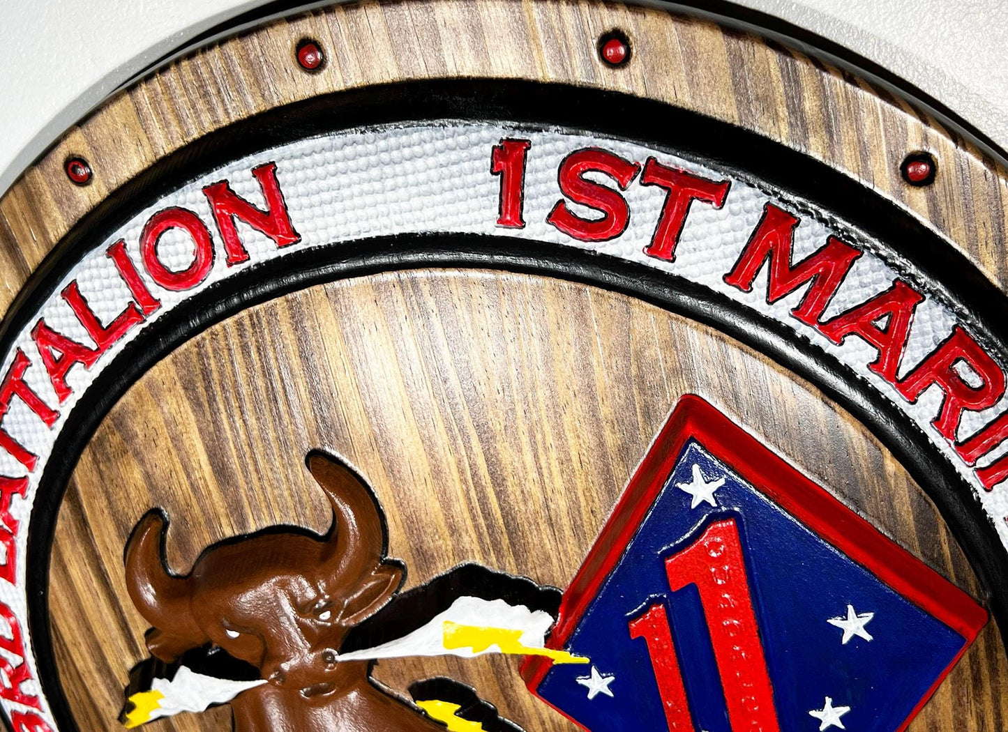 USMC 3rd Battalion 1st Marines, Thundering Third, Marine Corps, 3d wood carving, military plaque