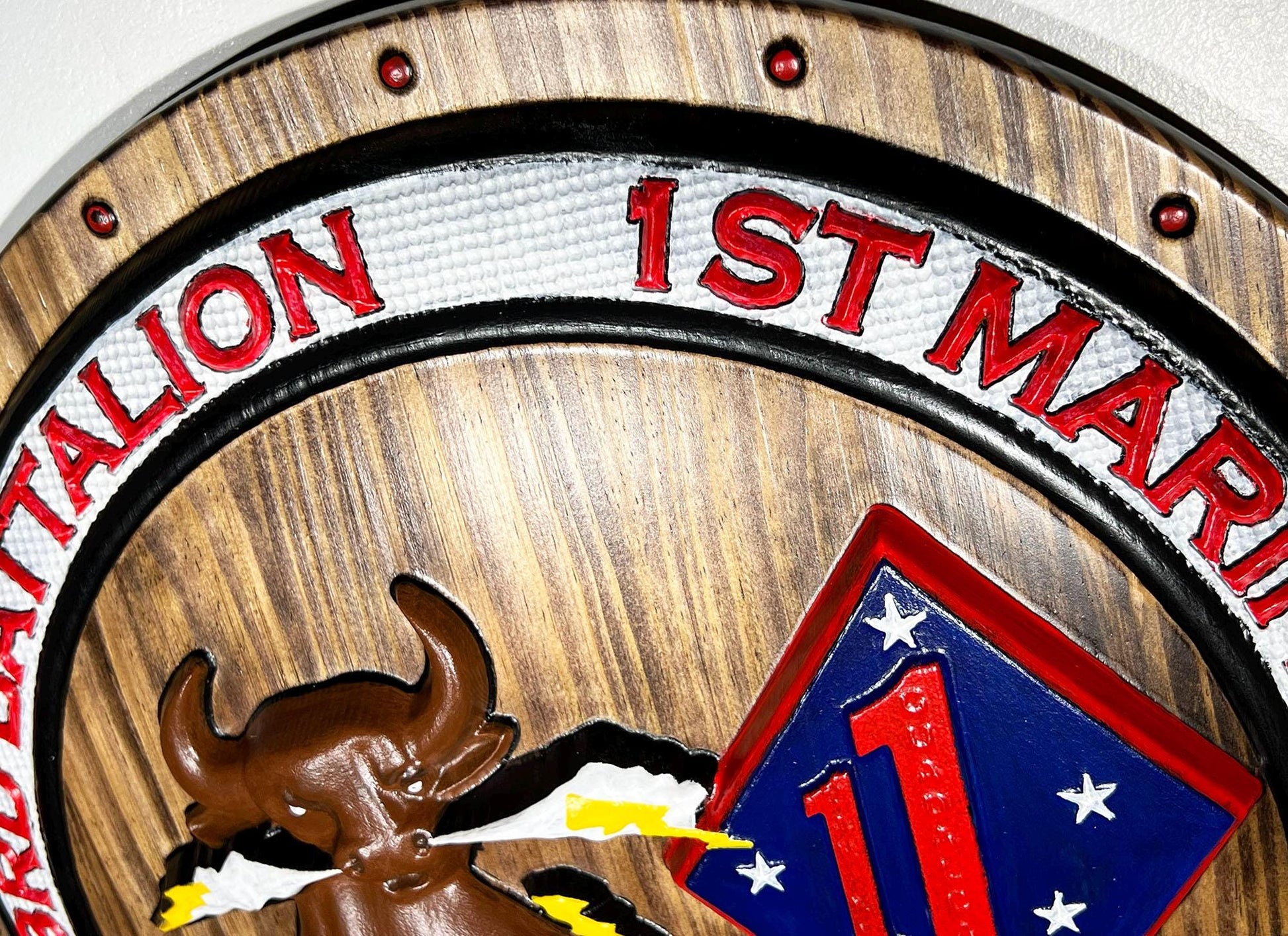 USMC 3rd Battalion 1st Marines, Thundering Third, Marine Corps, 3d wood carving, military plaque