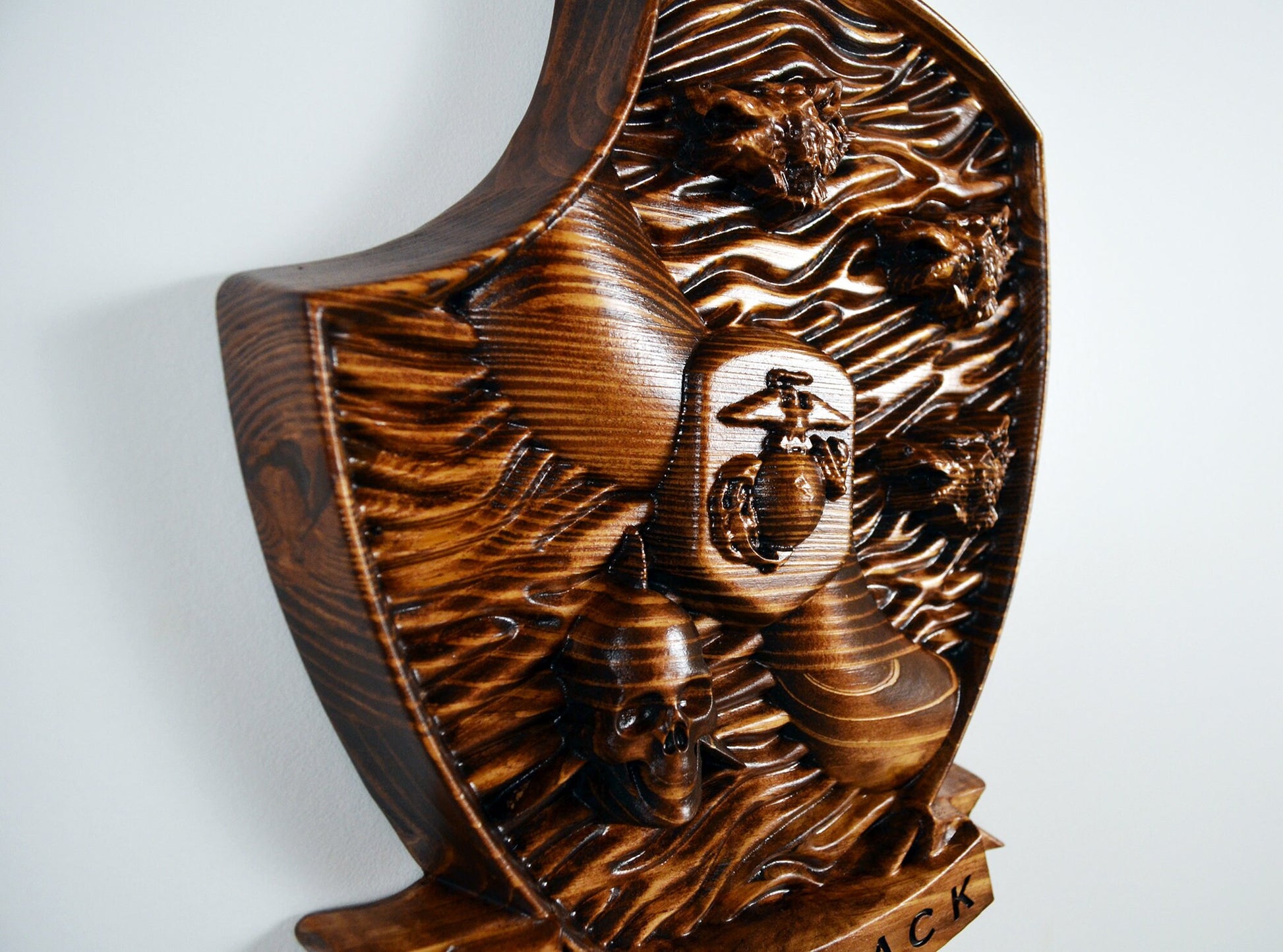 3rd Light Armored Reconnaissance Battalion, USMC 3d wood carving, military plaque