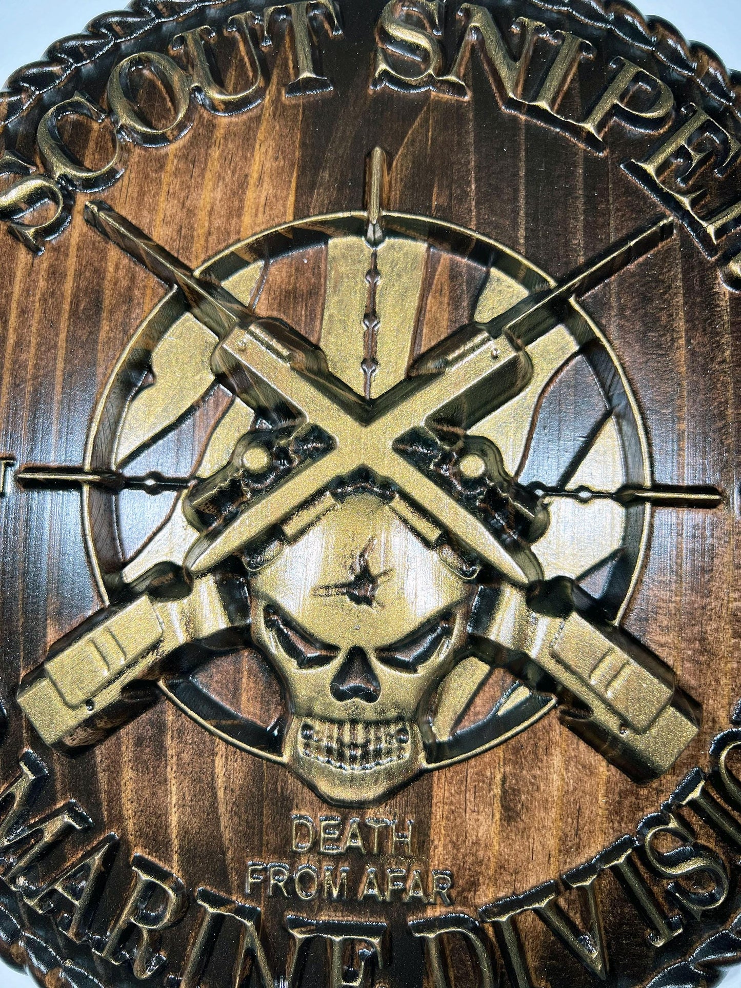 USMC 3rd Marine Scout Sniper 12 inch Brass and Java Unit Plaque