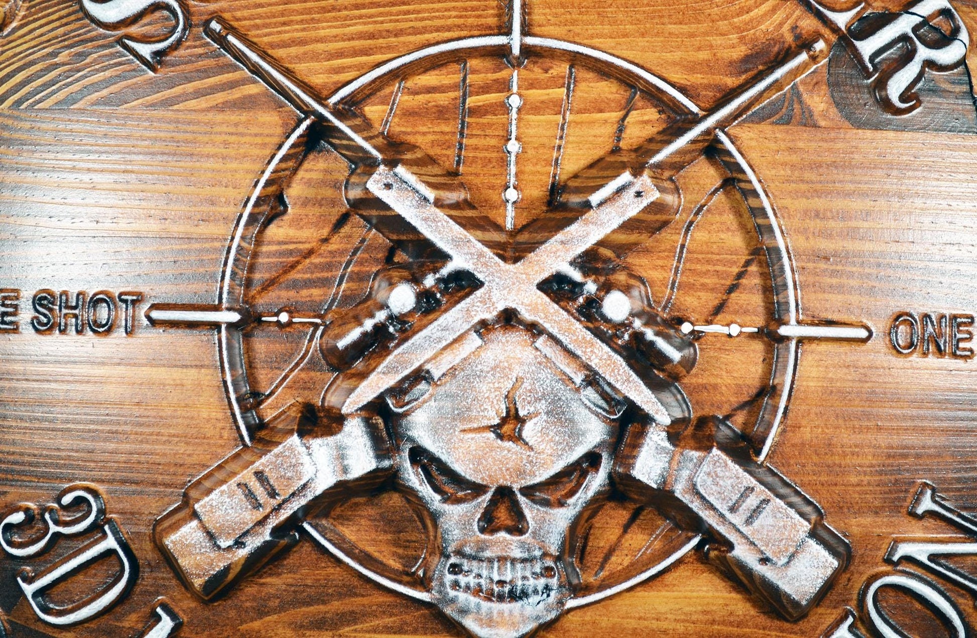 USMC 3rd Marine Scout Sniper, CNC, Stained 3D Wood Carving, Military Plaque