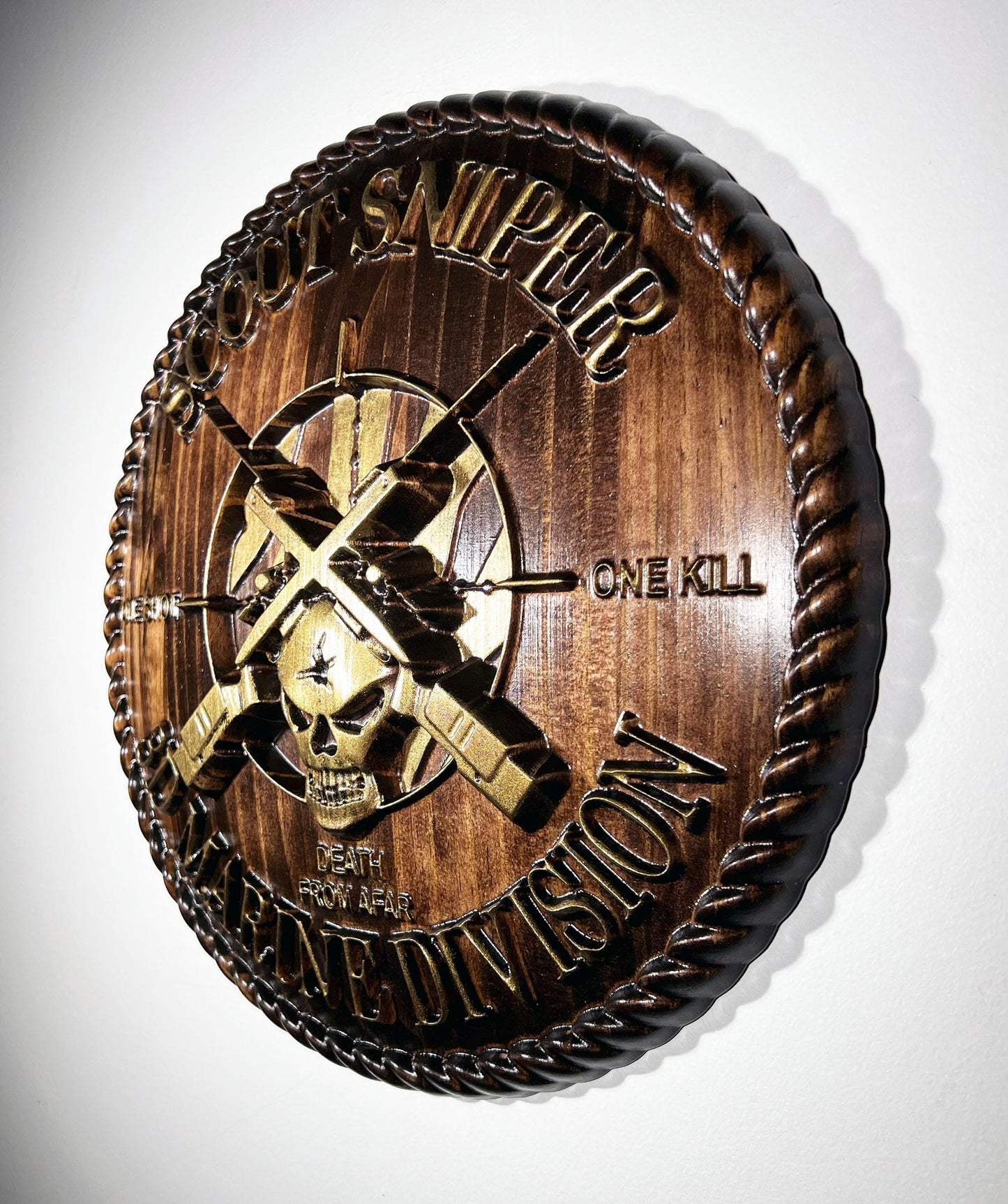 USMC 3rd Marine Scout Sniper 12 inch Brass and Java Unit Plaque