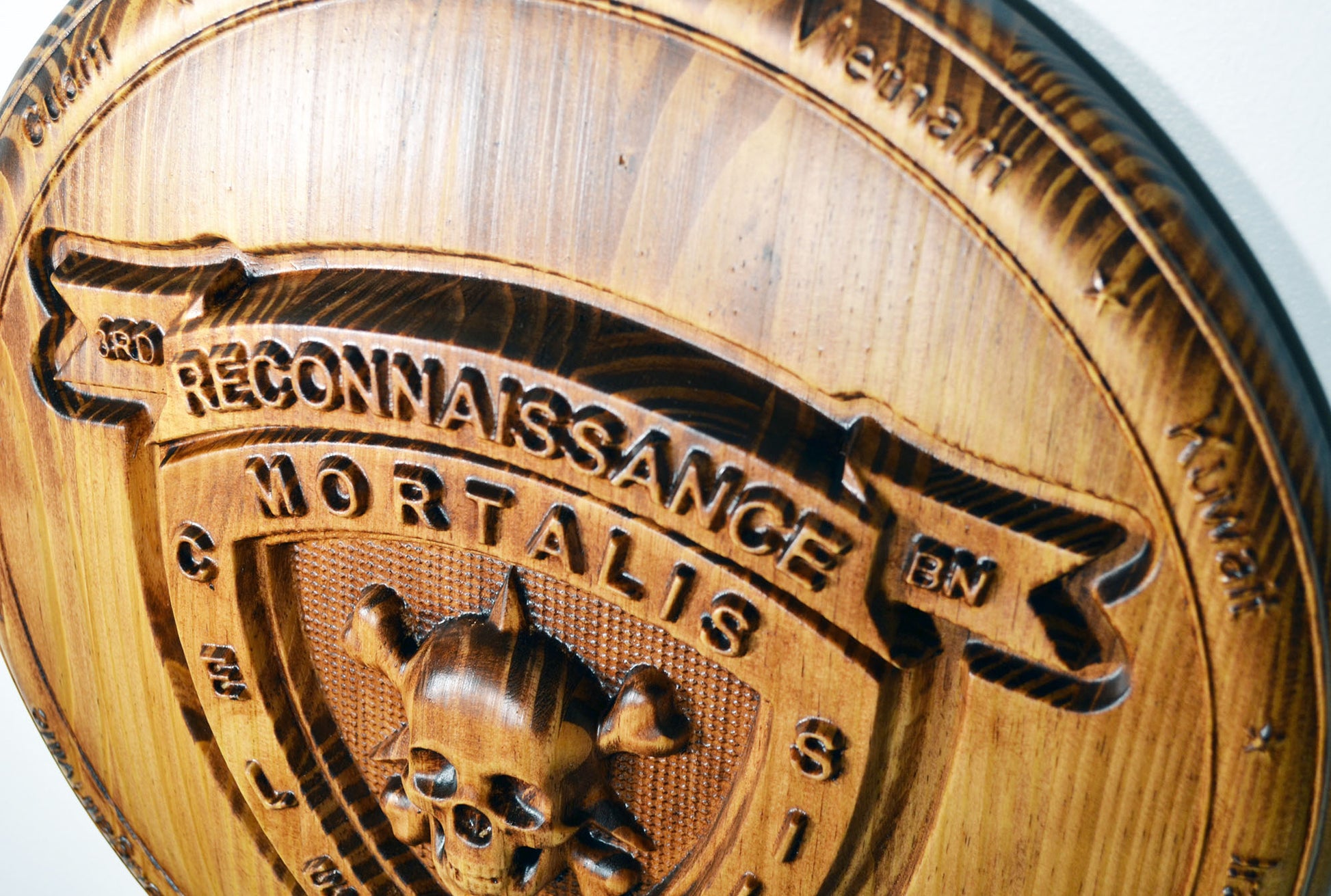 USMC 3rd Reconnaissance Battalion, Marine Corps Special Forces, stained 3d wood carving, military plaque - Carved Effects