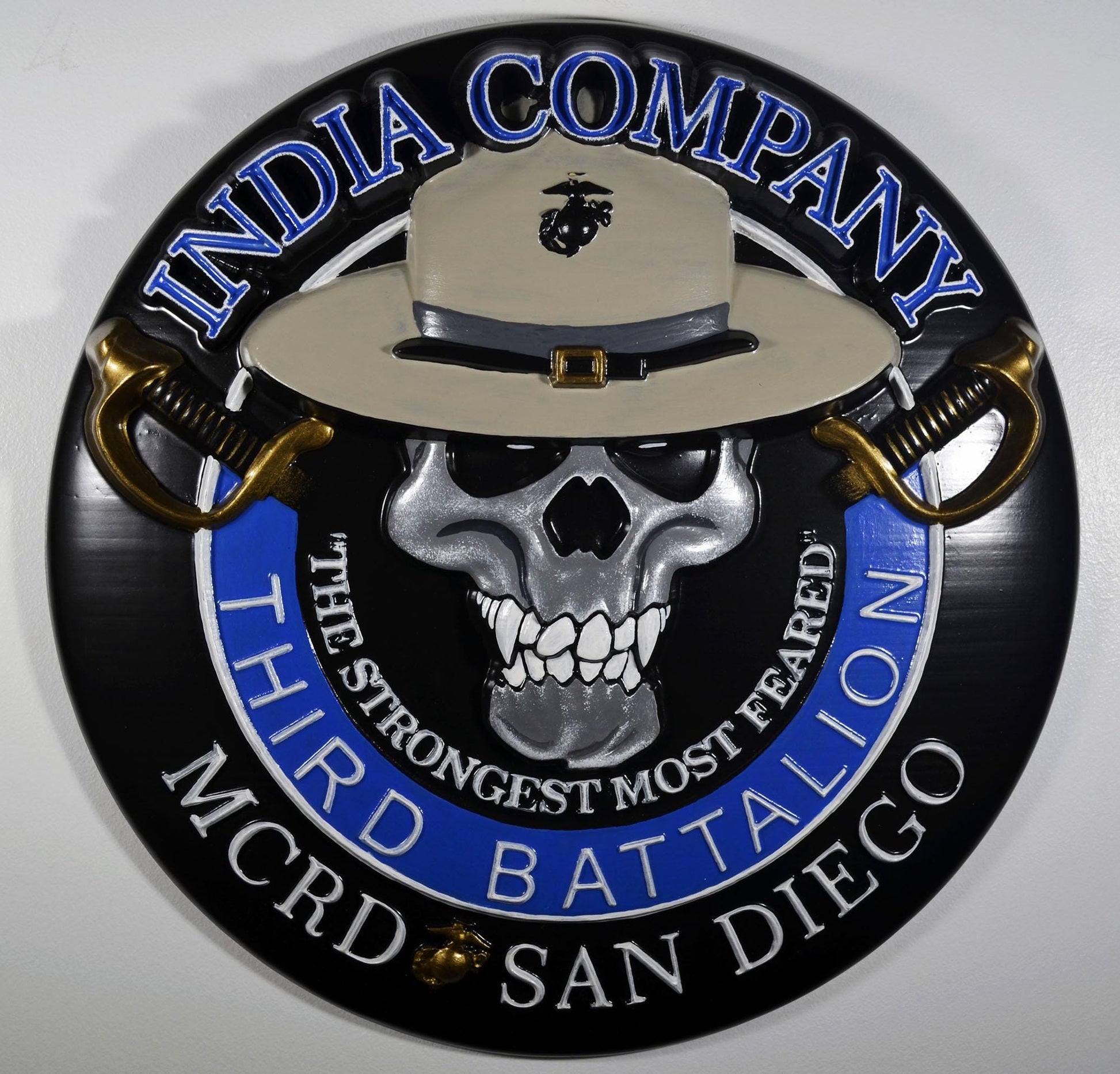 USMC 3rd Recruit Training Battalion India Co Dark, 3d wood CNC, military plaque