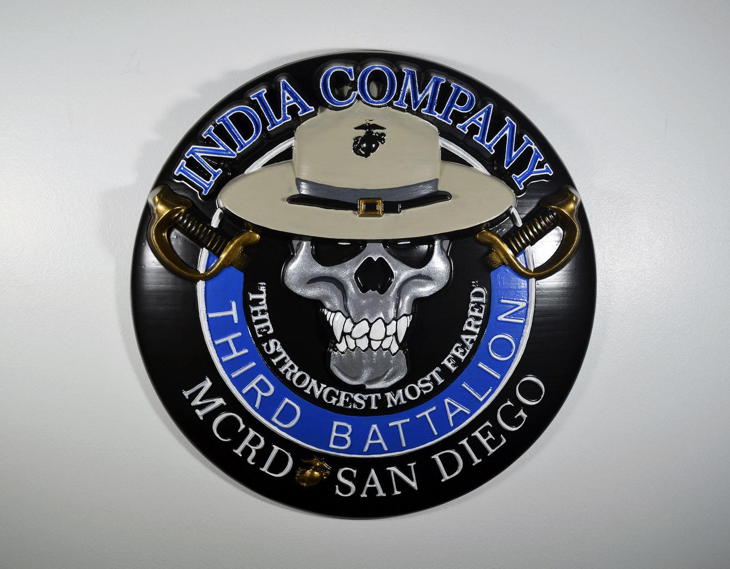 USMC 3rd Recruit Training Battalion India Co Dark, 3d wood CNC, military plaque