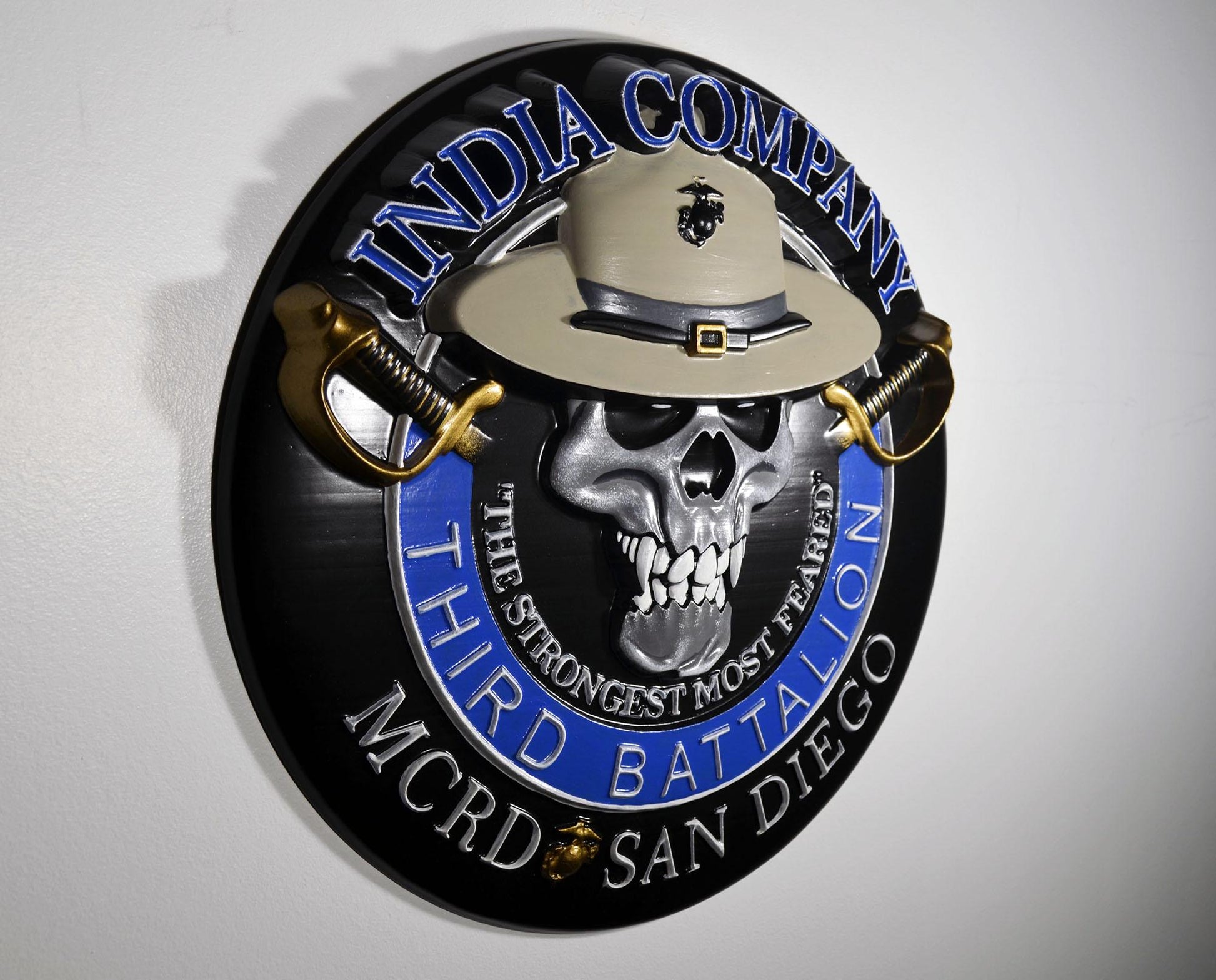 USMC 3rd Recruit Training Battalion India Co Dark, 3d wood CNC, military plaque