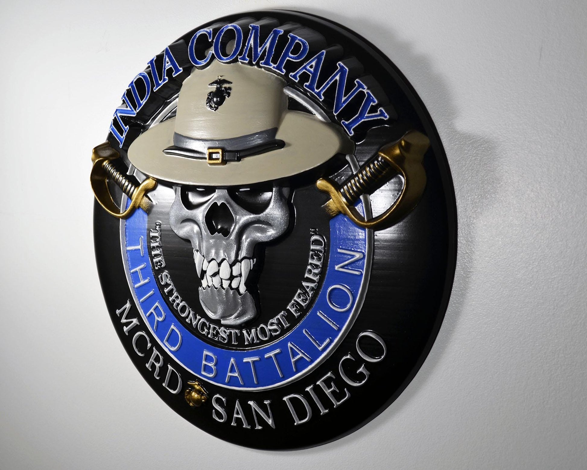 USMC 3rd Recruit Training Battalion India Co Dark, 3d wood CNC, military plaque