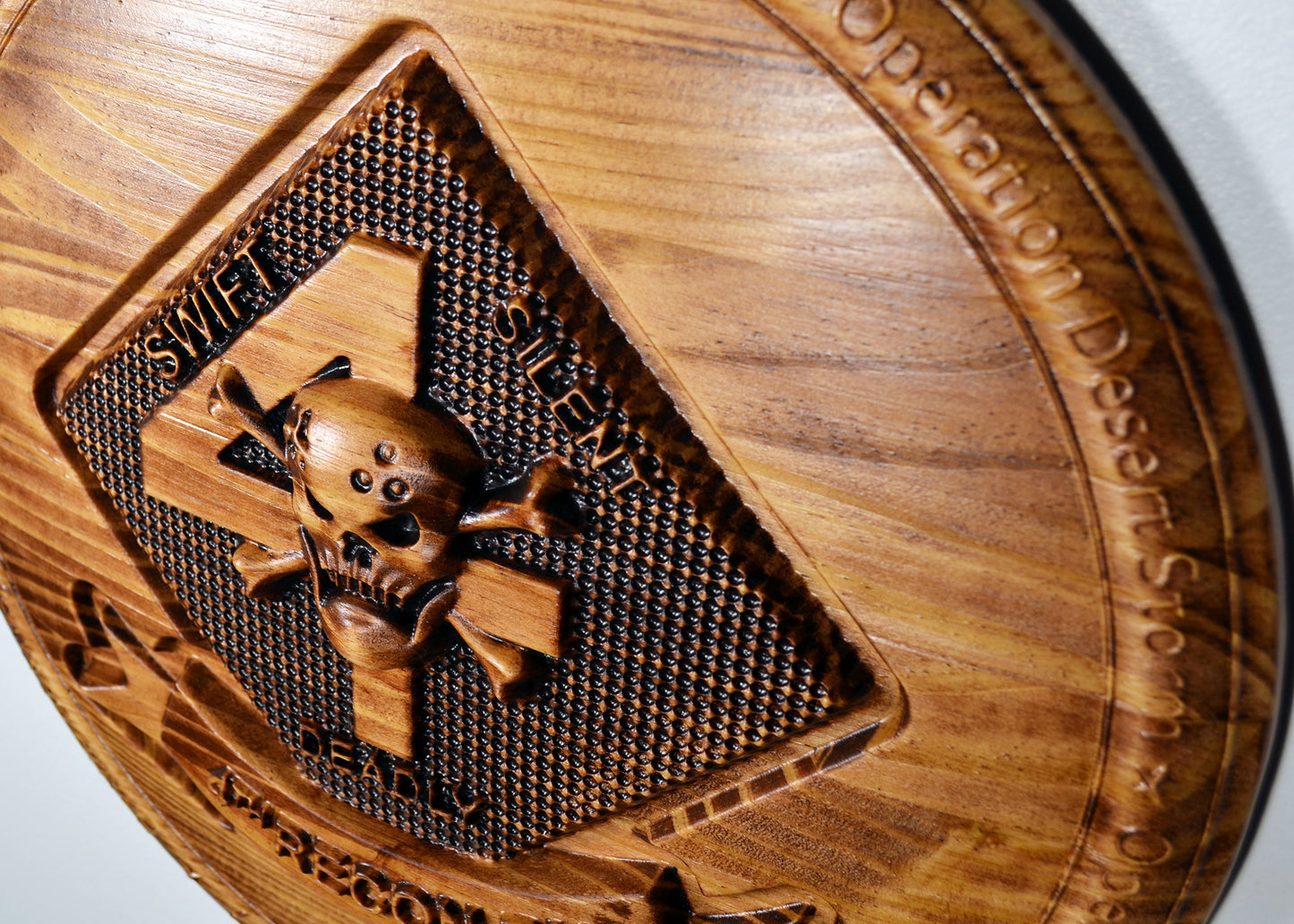 USMC 4th Reconnaissance Battalion, Marine Corps Special Forces, stained 3d wood carving, military plaque - Carved Effects