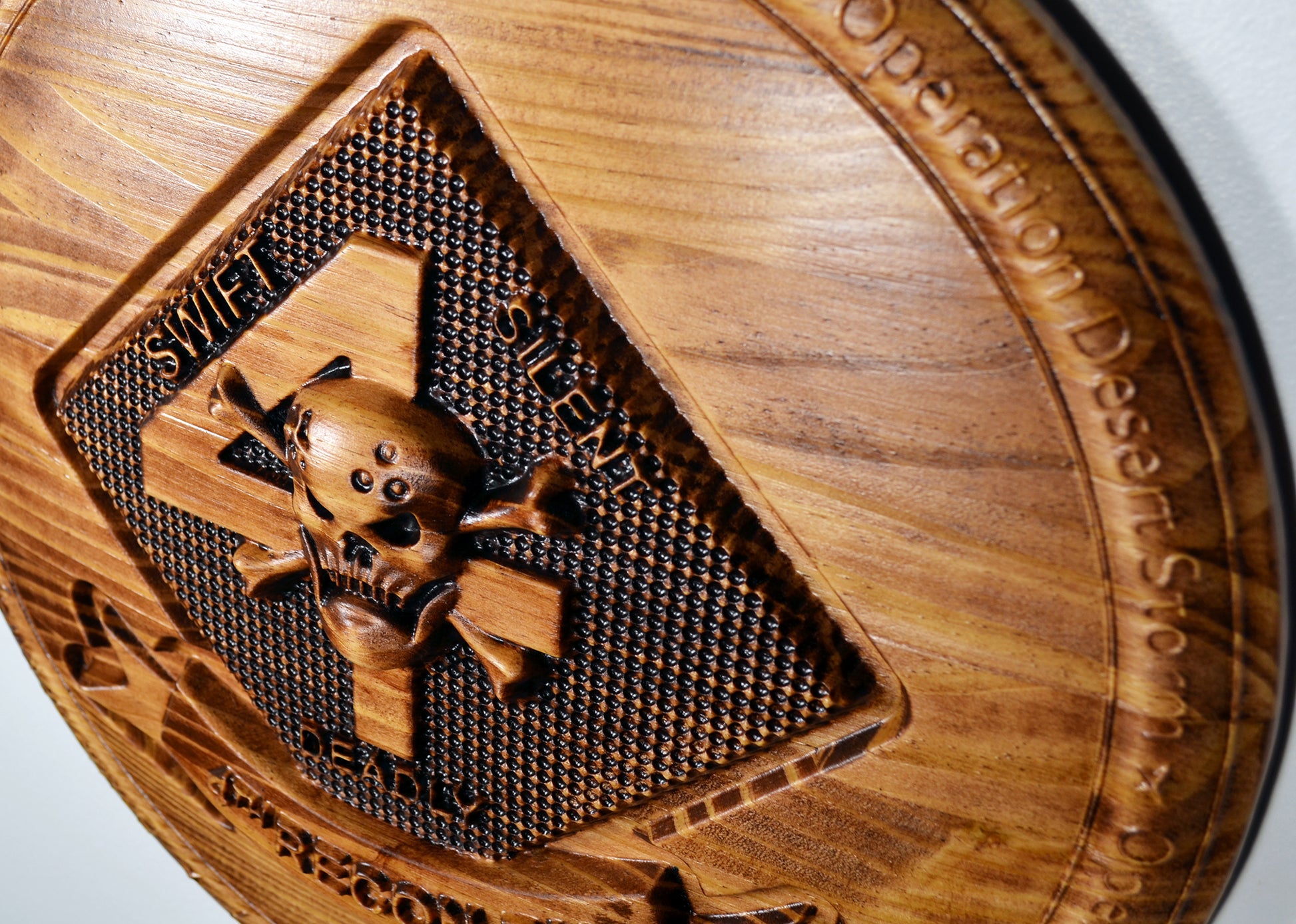 USMC 4th Reconnaissance Battalion, Marine Corps Special Forces, stained 3d wood carving, military plaque - Carved Effects