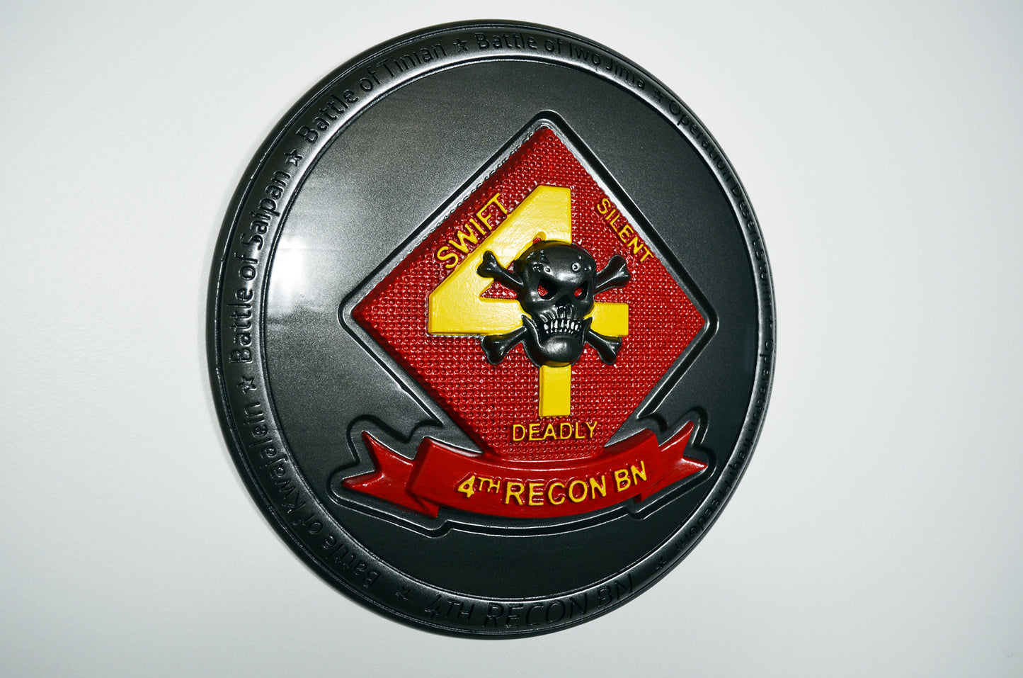USMC 4th Reconnaissance Battalion, Marine Corps Special Forces, painted 3d wood carving, military plaque - Carved Effects