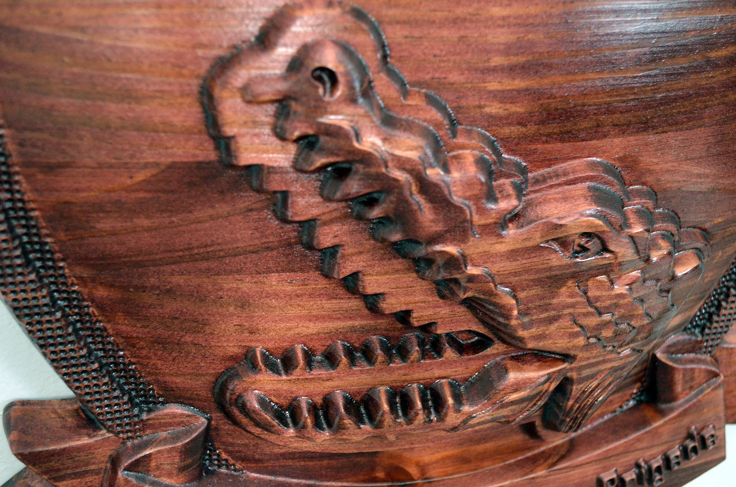 USMC 5th Marine Expeditionary Brigade, stained 3d wood carving, military plaque - Carved Effects