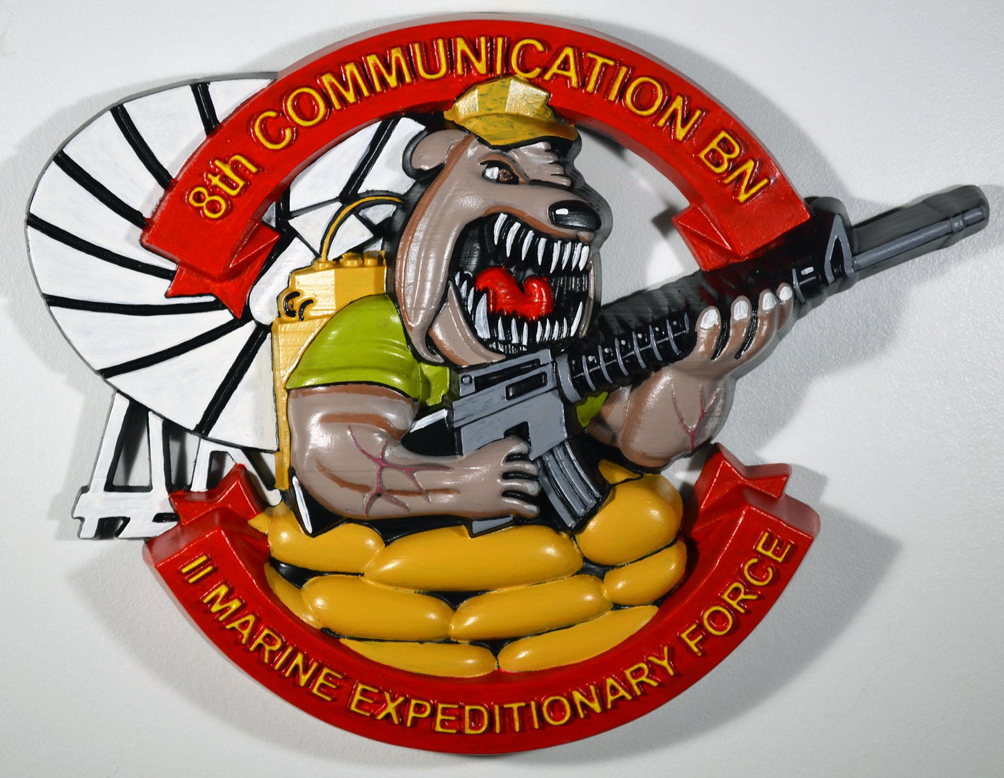USMC 8th Communication Battalion, Painted wood military plaque