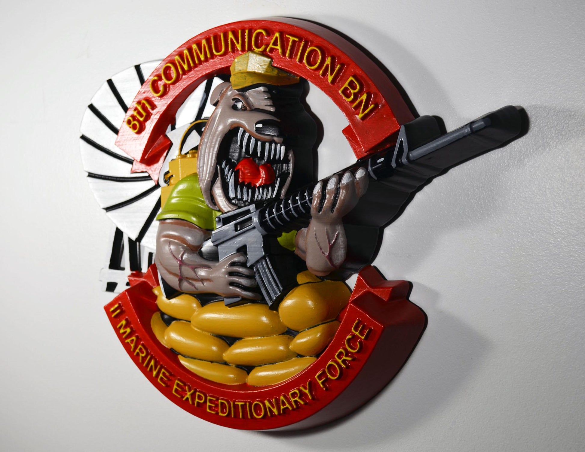 USMC 8th Communication Battalion, Painted wood military plaque