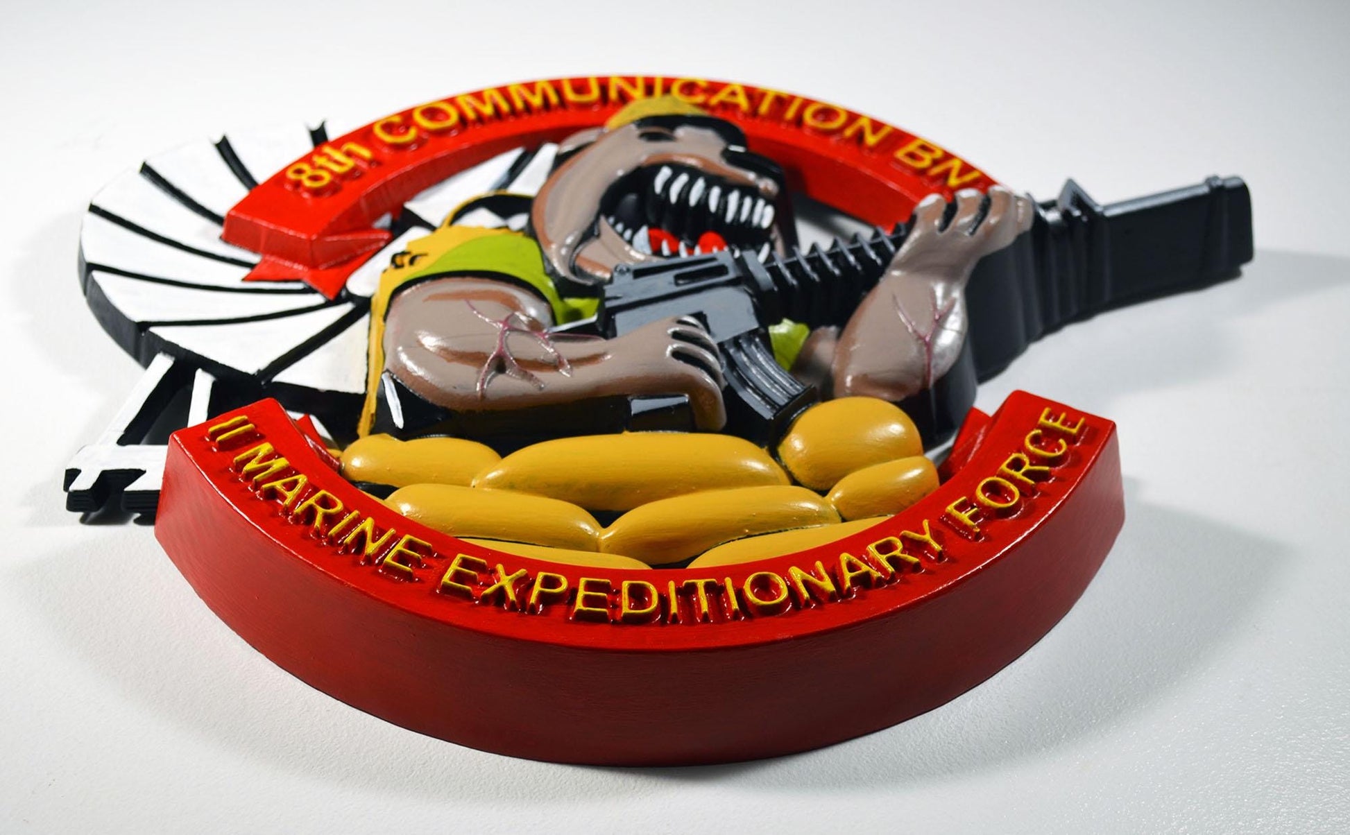 USMC 8th Communication Battalion, Painted wood military plaque