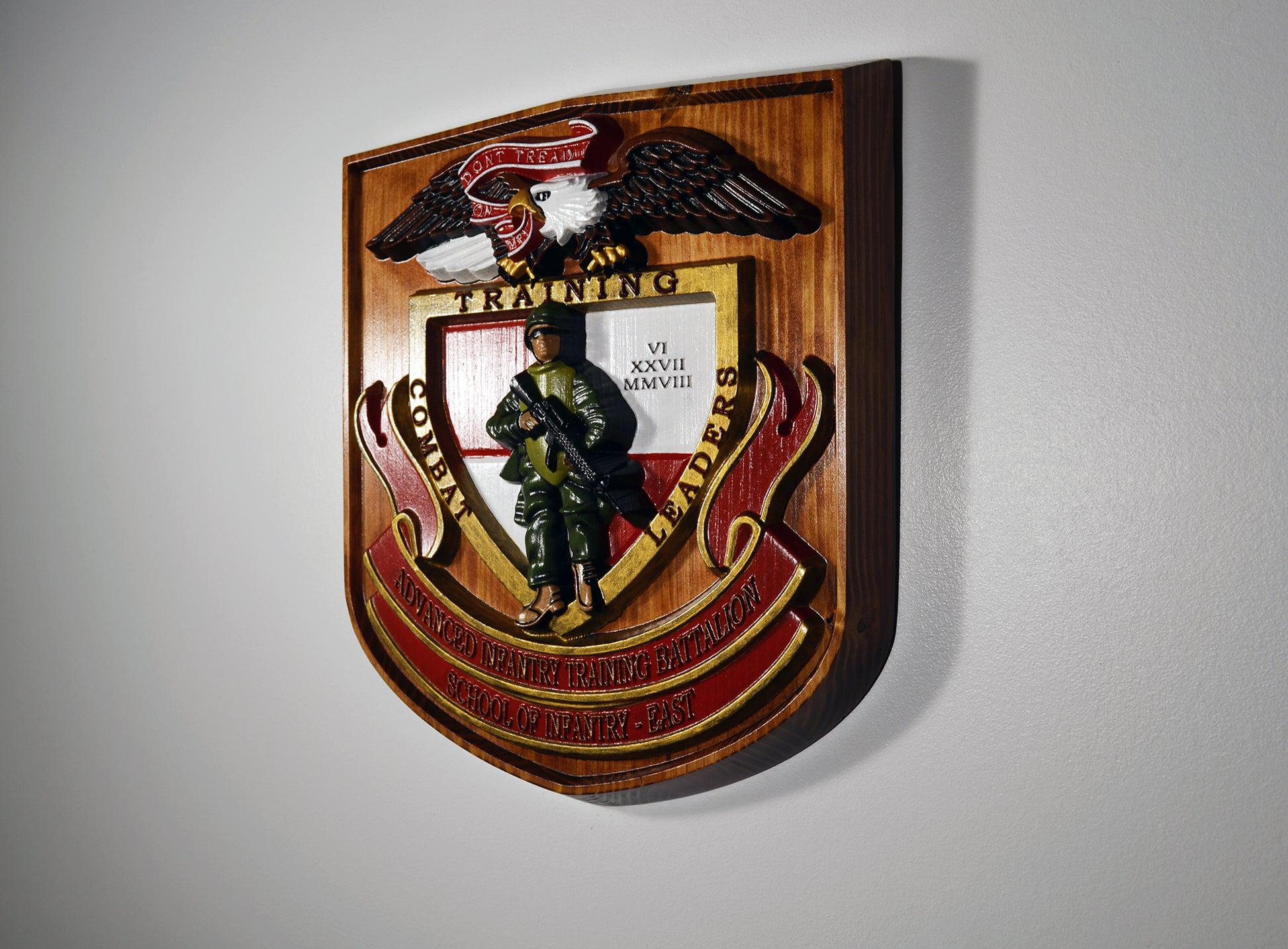 USMC Advanced Infantry Training Battalion East, painted military plaque - Carved Effects